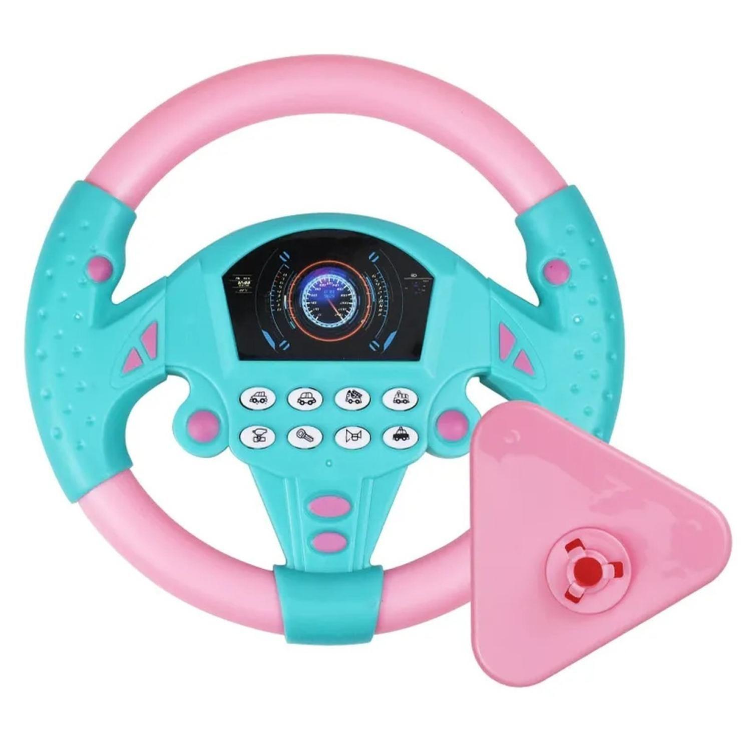 Juguete Volante Simulador De Auto Para Niños Rosado-2