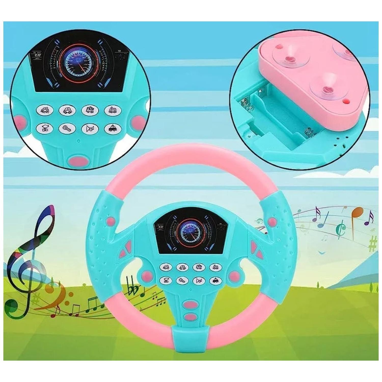 Juguete Volante Simulador De Auto Para Niños Rosado-3