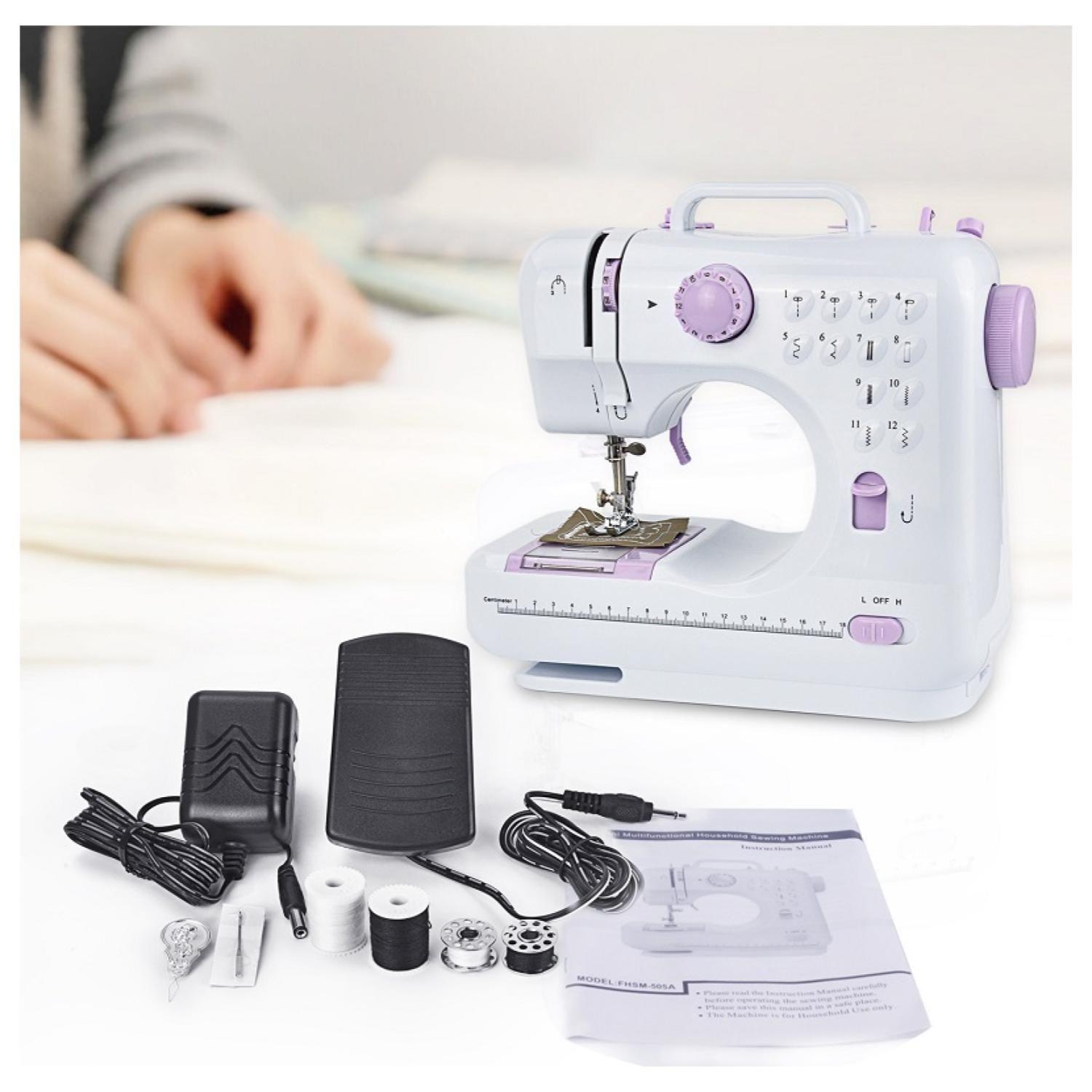 Maquina De Coser Portatil 2 Velocidades Blanco Morado-4