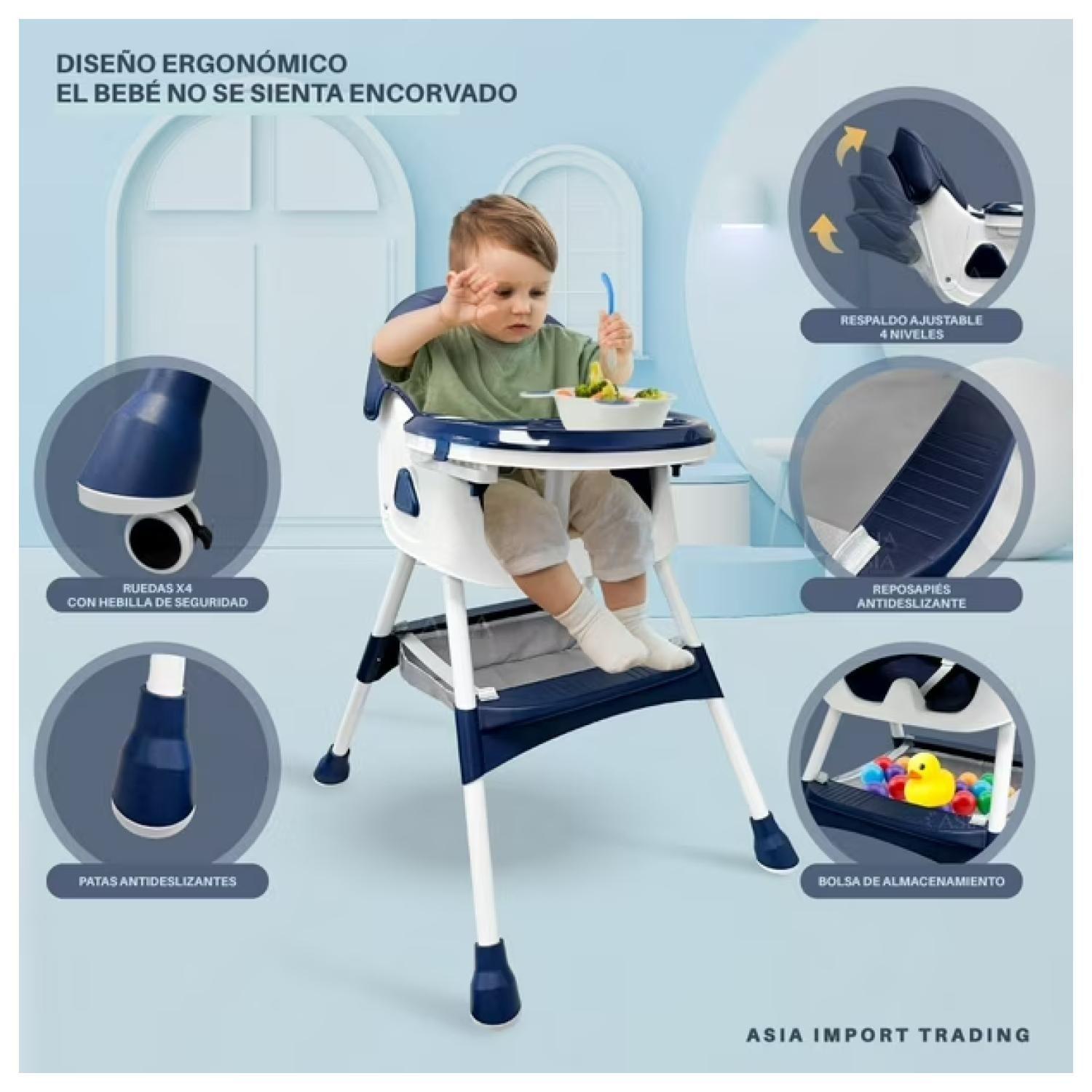 Silla De Comer Para Bebe Ajsutable Y Plegable Infantil-2