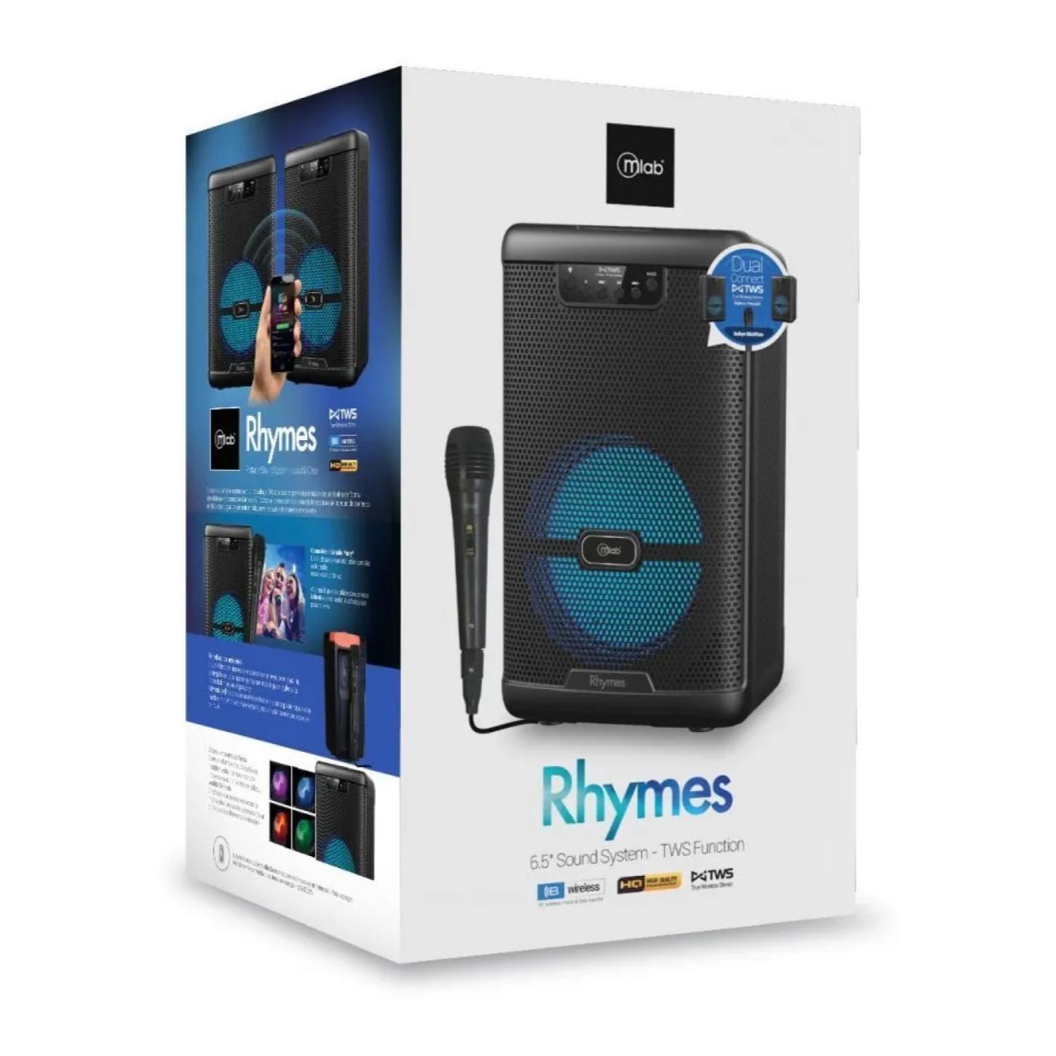 Parlante Karaoke Bluetooth 2000W TWS Negro Rhymes 9100 Mlab-2