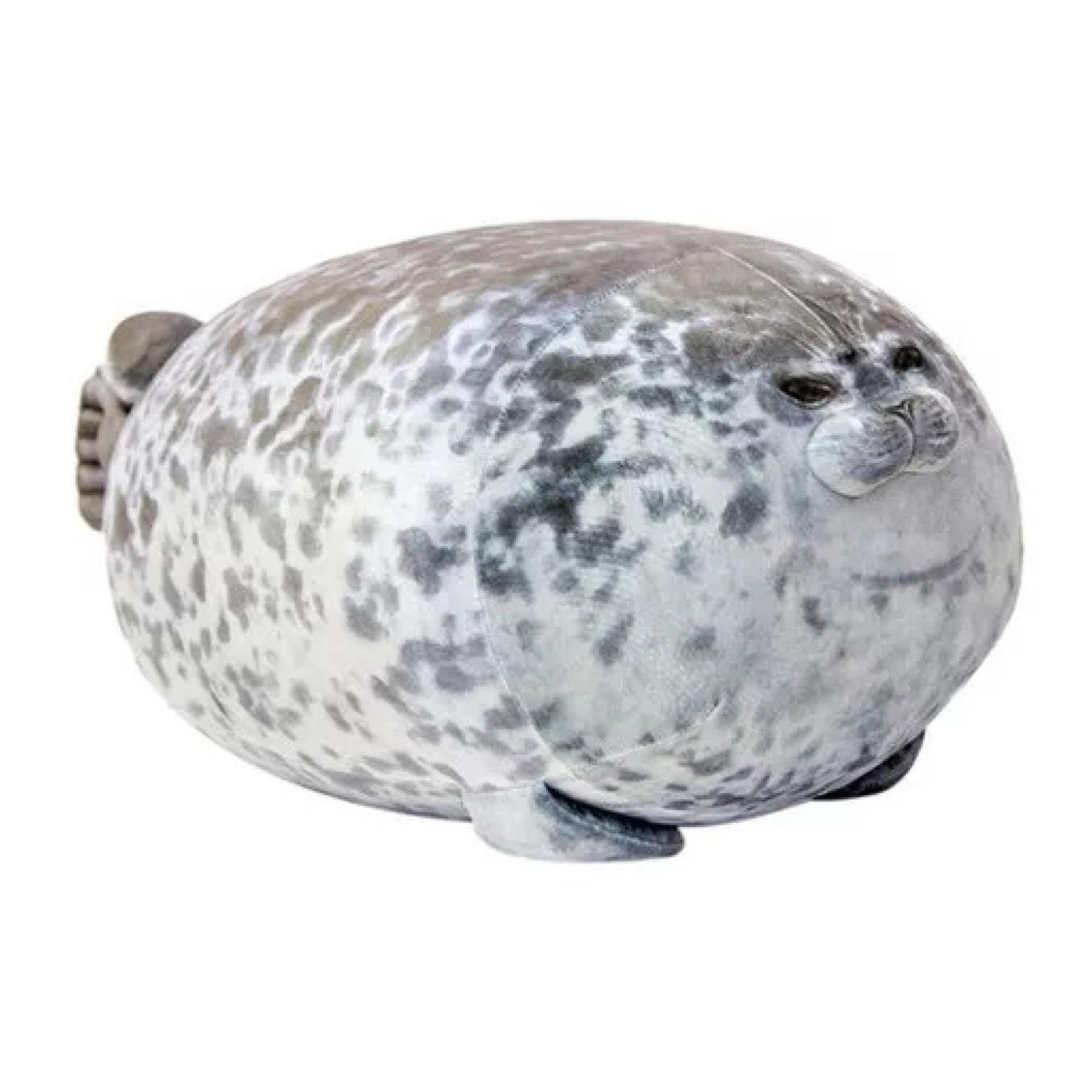 Juguete Peluche Cojin Foca Bebe 30cm Felpa Gris Infantil-0