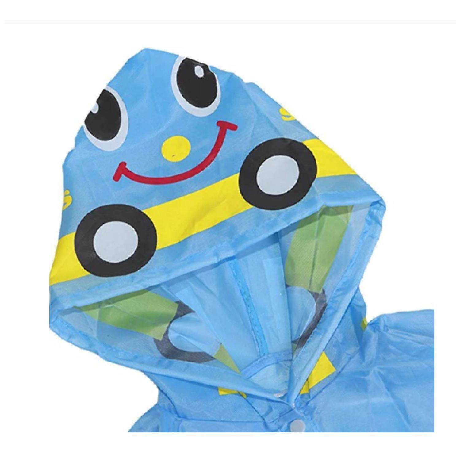 Poncho Impermeable Con Gorro Para Lluvia Infantil Celeste-2