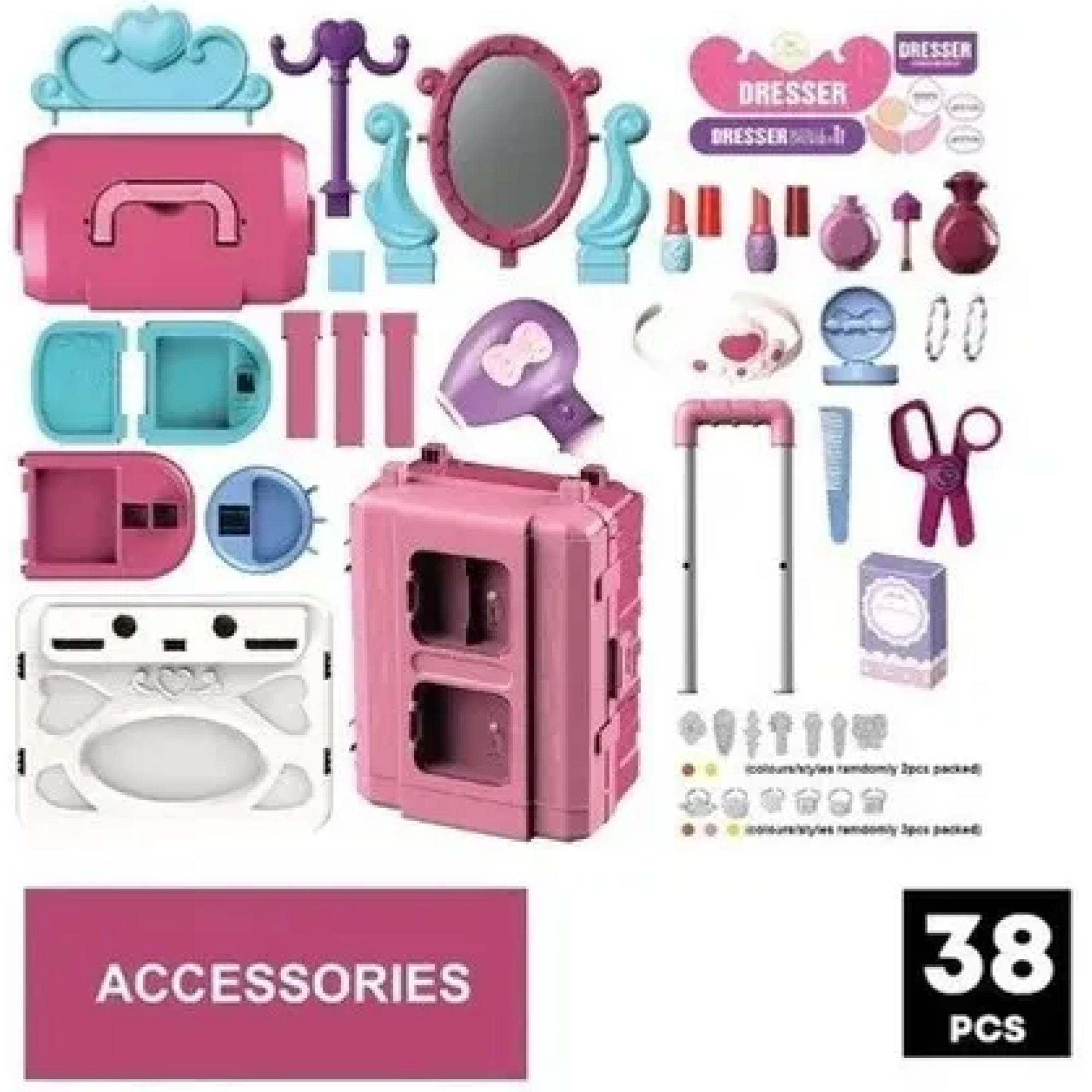 Juguete Set Maleta Cosmetiquero 38 Piezas 3 En 1 Rosado Infantil-2