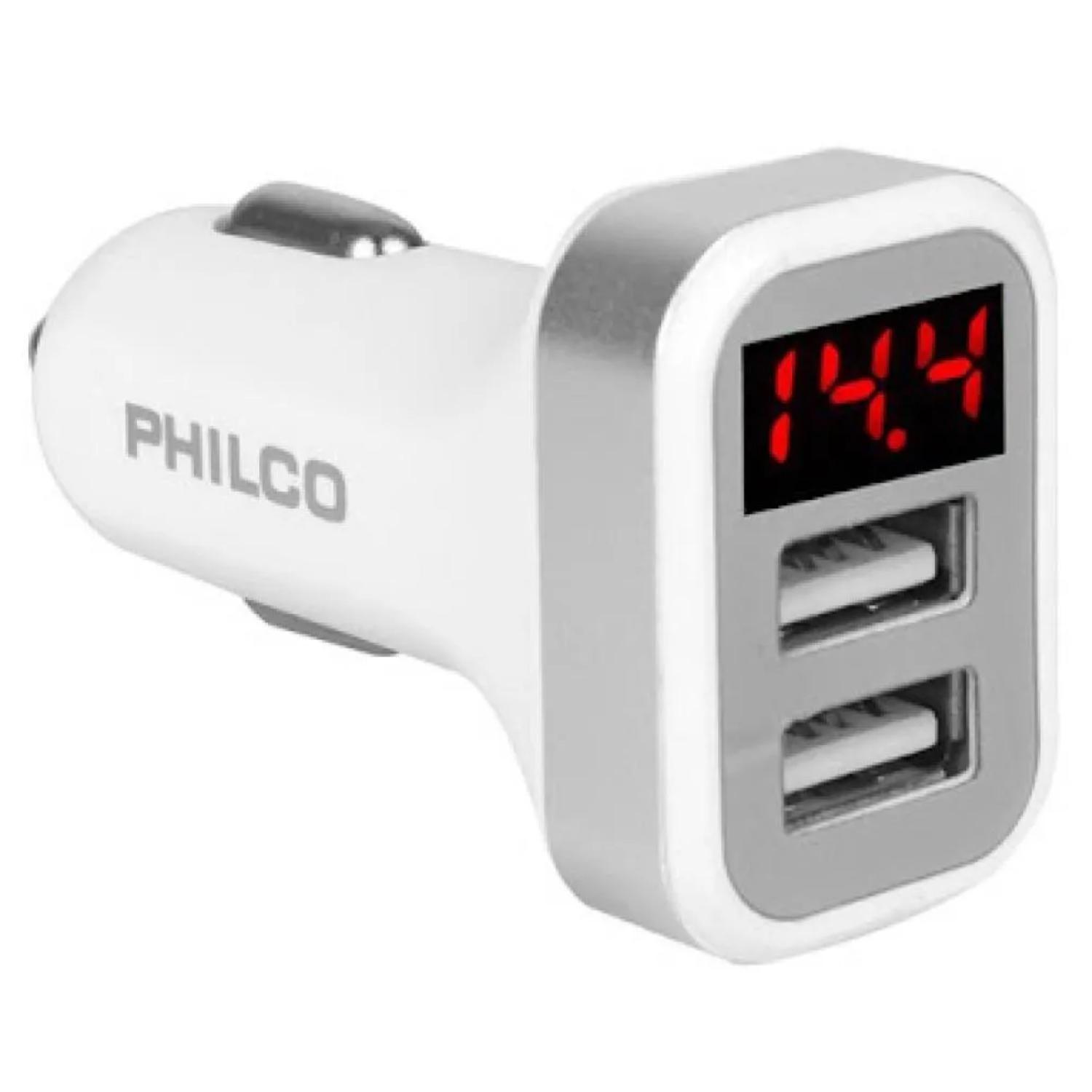 Cargador Para Automovil Doble USB Carga Rapida LED Blanco-0