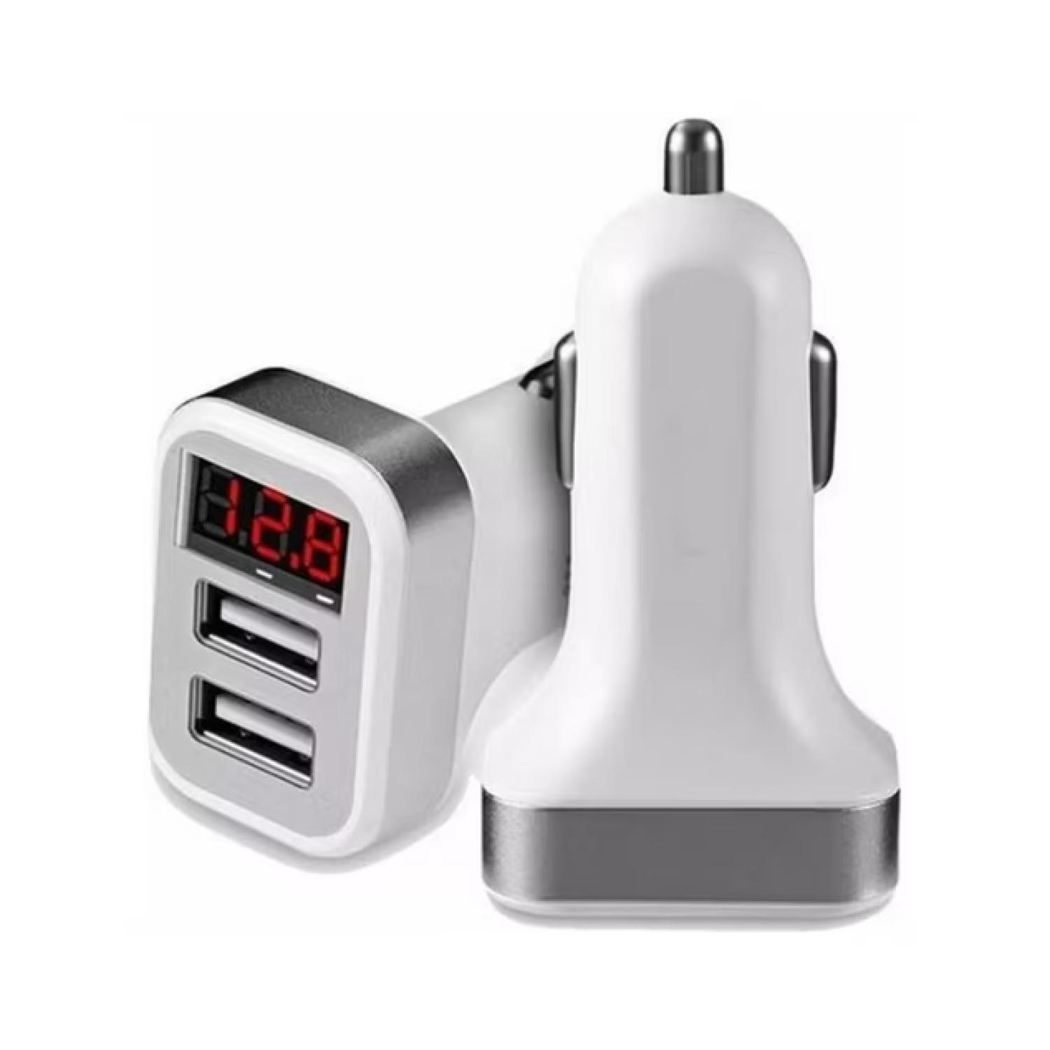 Cargador Para Automovil Doble USB Carga Rapida LED Blanco-1