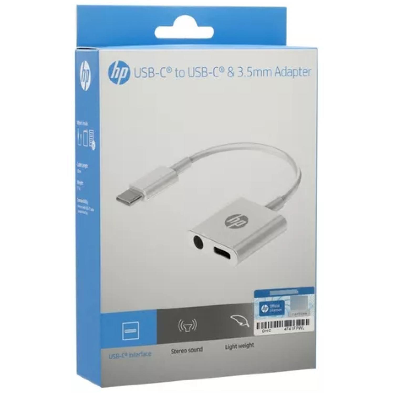 Adaptador USB C A USB C Y Jack 3.5 Blanco DHC-TC132-2