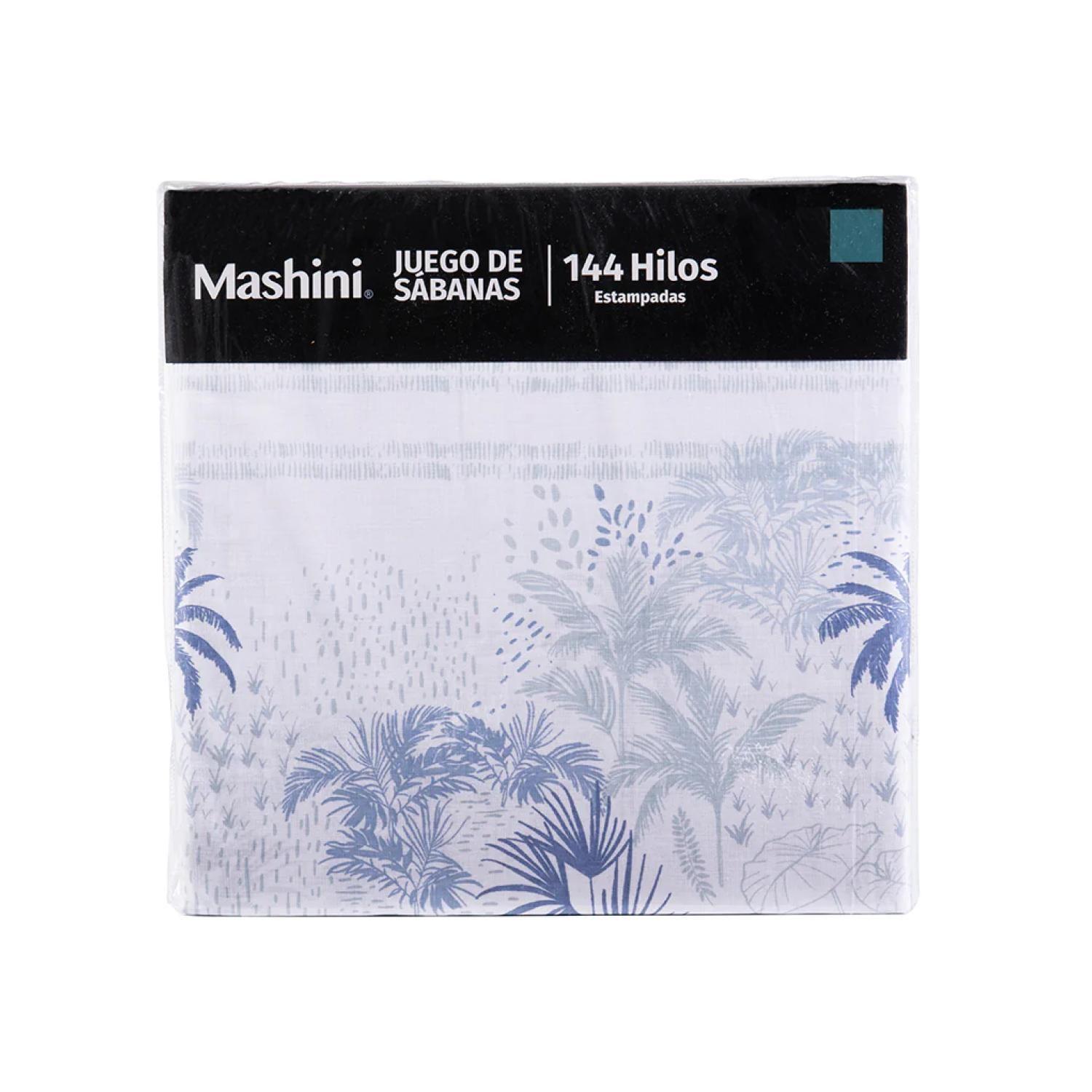 Juego De Sabanas 1.5 Plazas 144 Hilos Estampado Palma Mashini-0