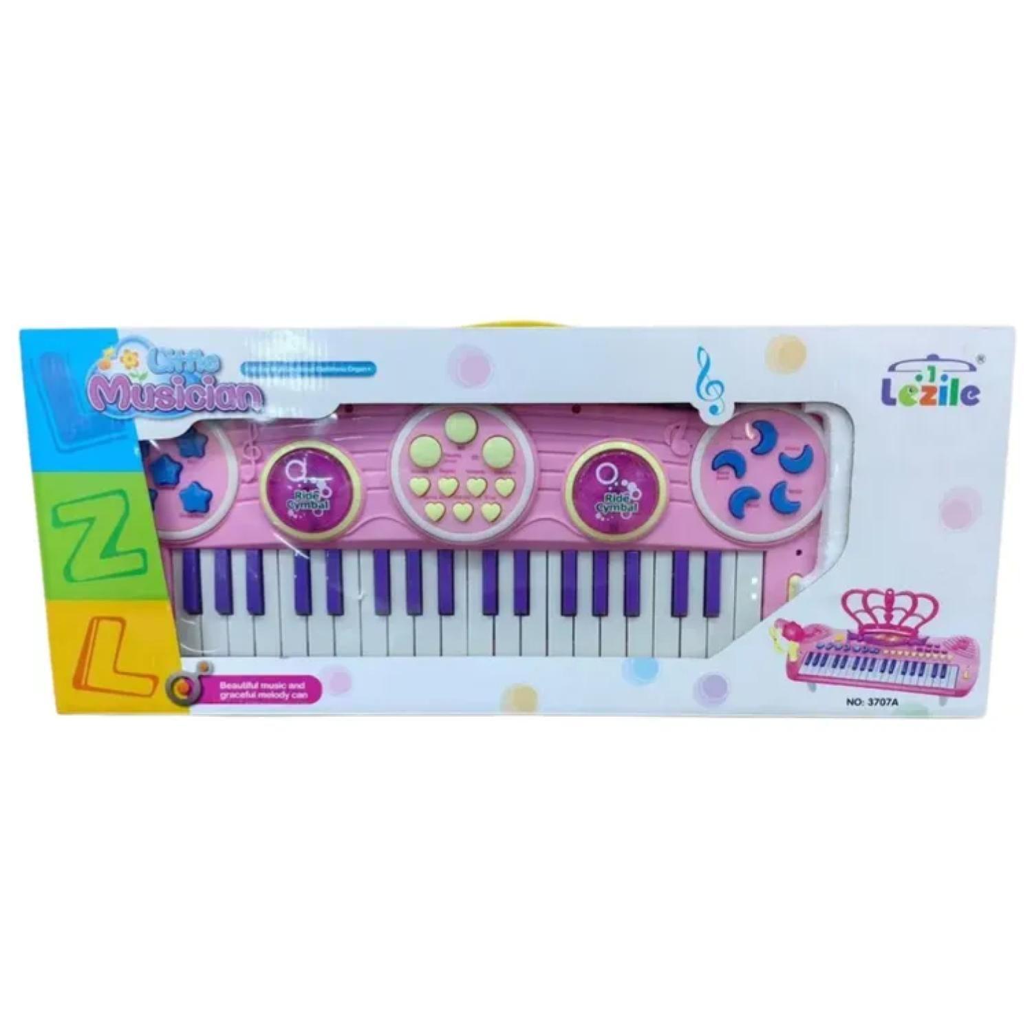Juguete Piano Teclado Musical Con 37 Teclas Sonidos Rosado-3