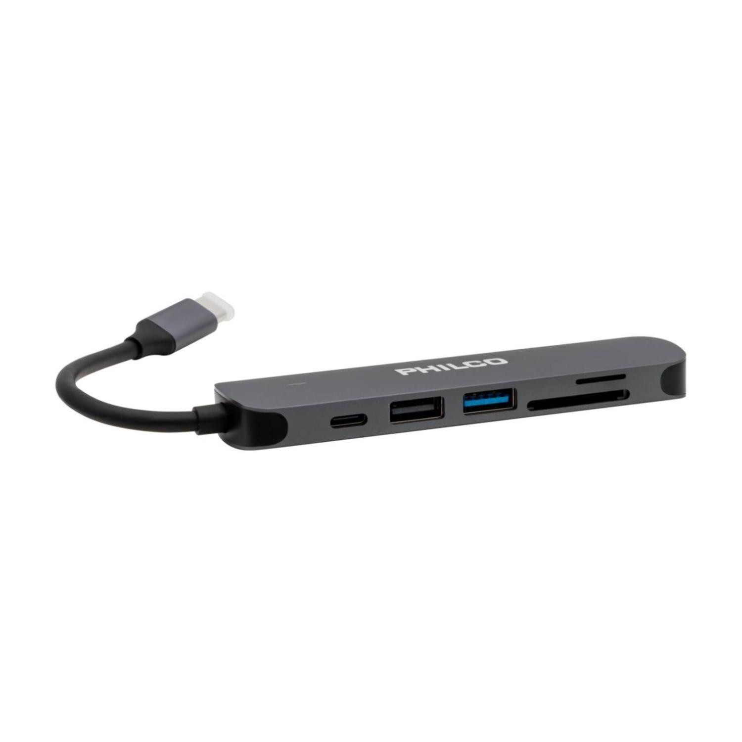 Adaptador HUB USB C Multipuertos 6 En 1 B61284 Philco-2
