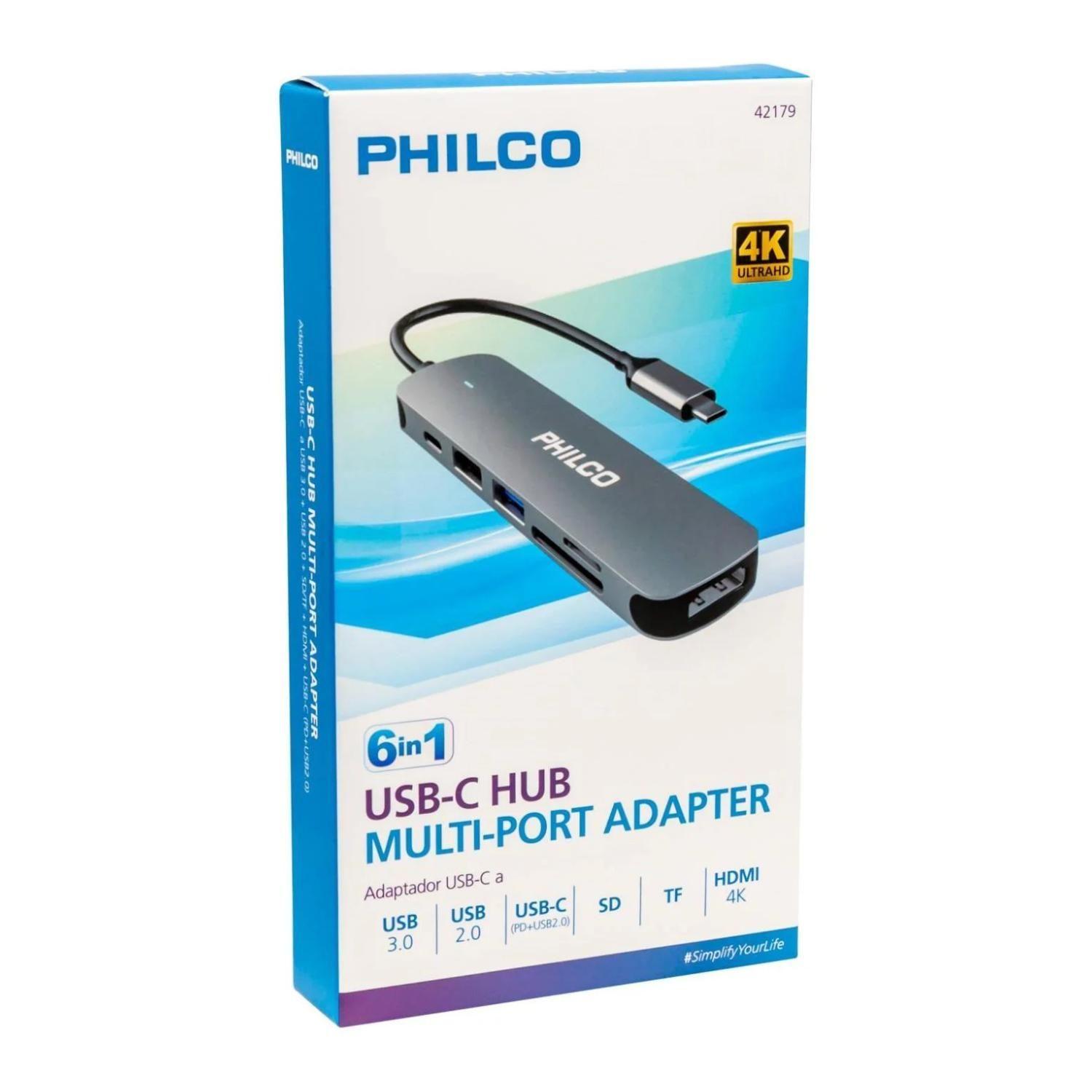 Adaptador HUB USB C Multipuertos 6 En 1 B61284 Philco-3