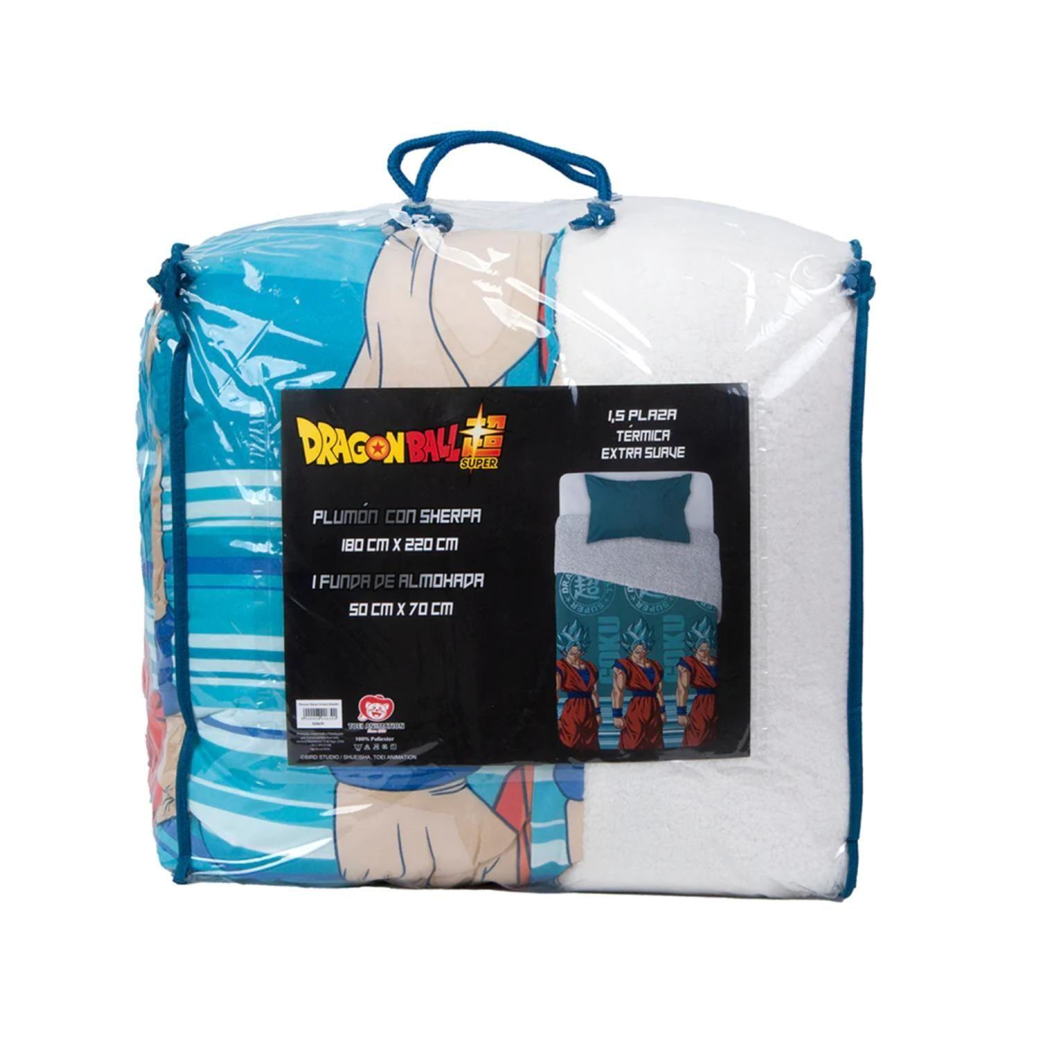 Plumon 1.5 Plazas Microfibra Infantil Azul Dragon Ball Mashini-0