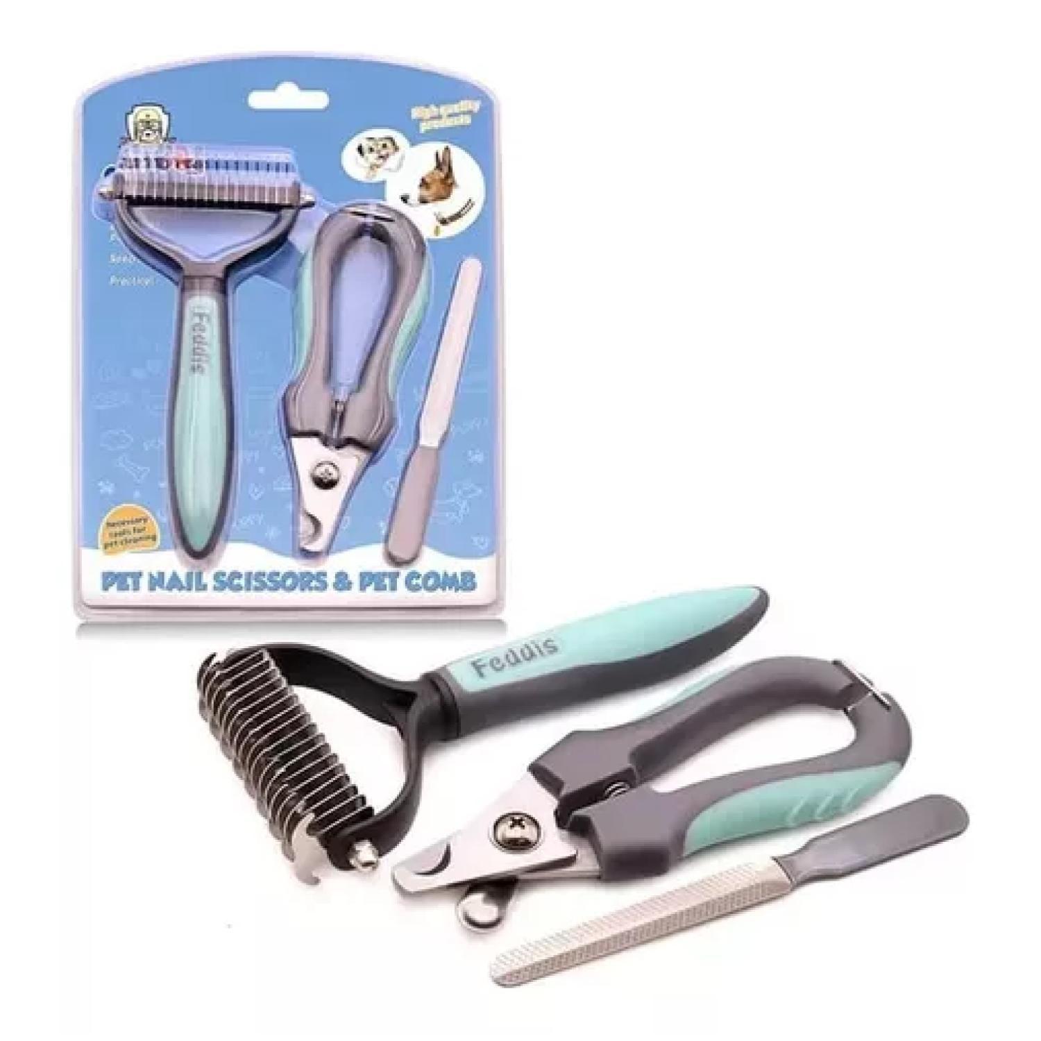 Pack De Limpieza Para Mascotas Corta Uñas Lima Cepillo-5