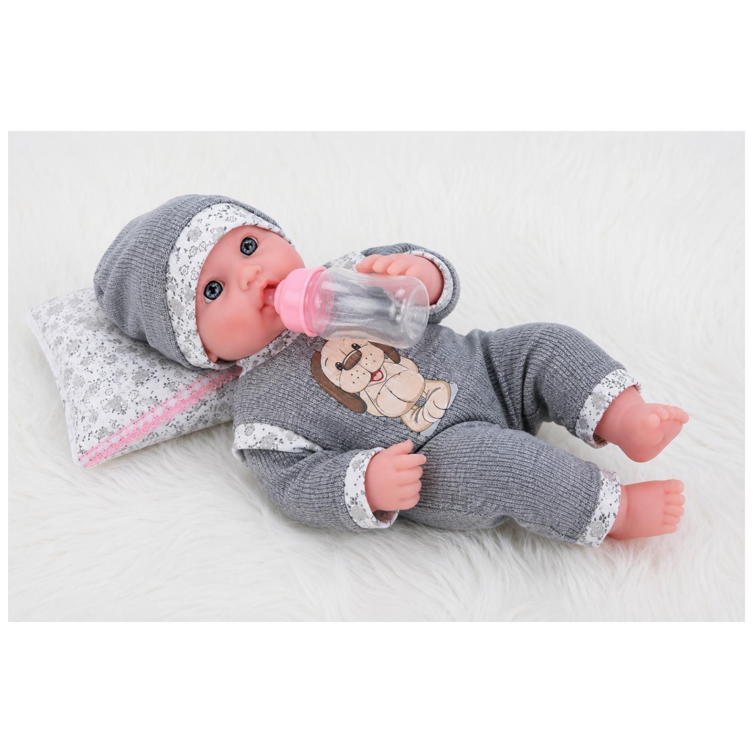 Juguete Mu eca Bebe 35cm Con Accesorios Gris Infantil-2