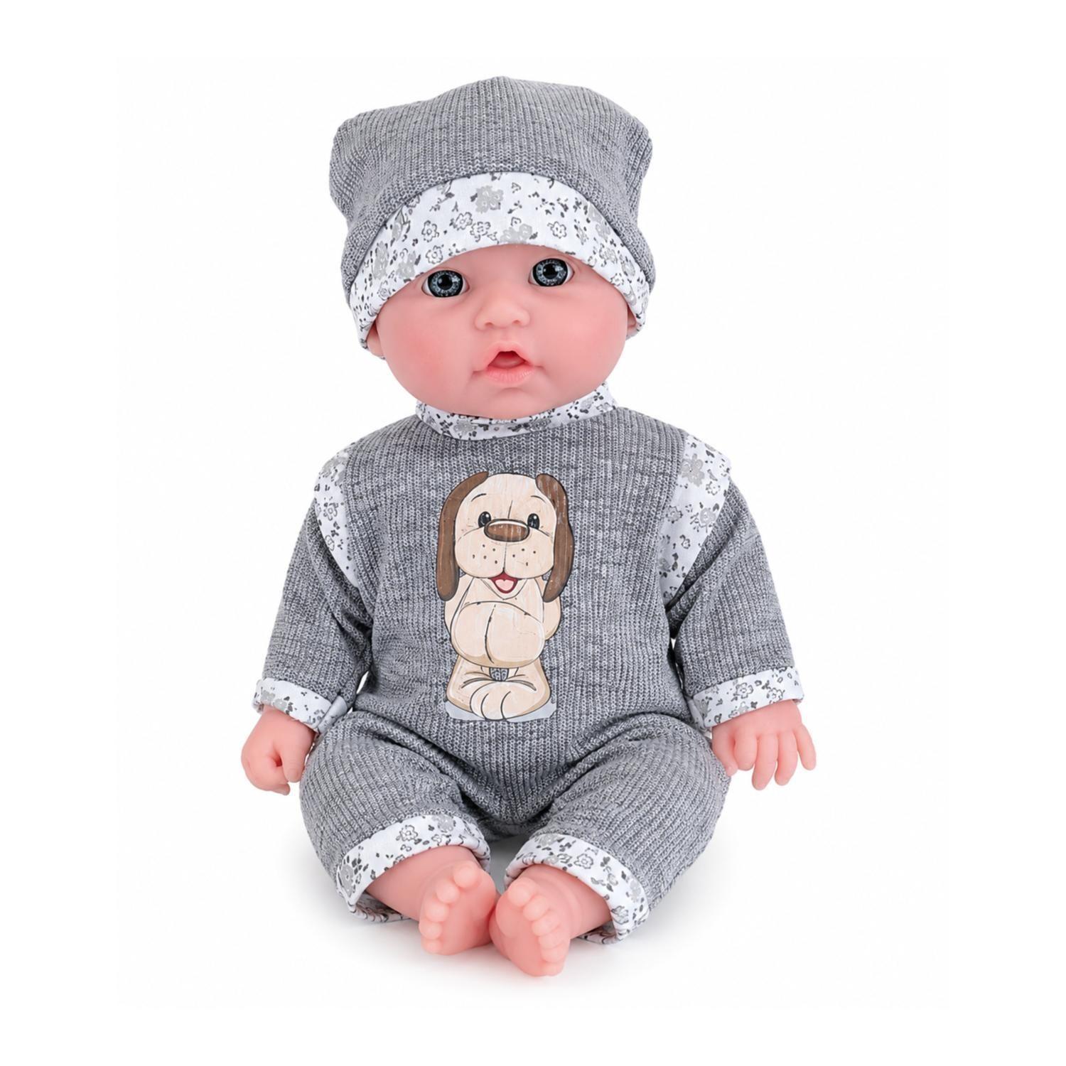 Juguete Mu eca Bebe 35cm Con Accesorios Gris Infantil-3