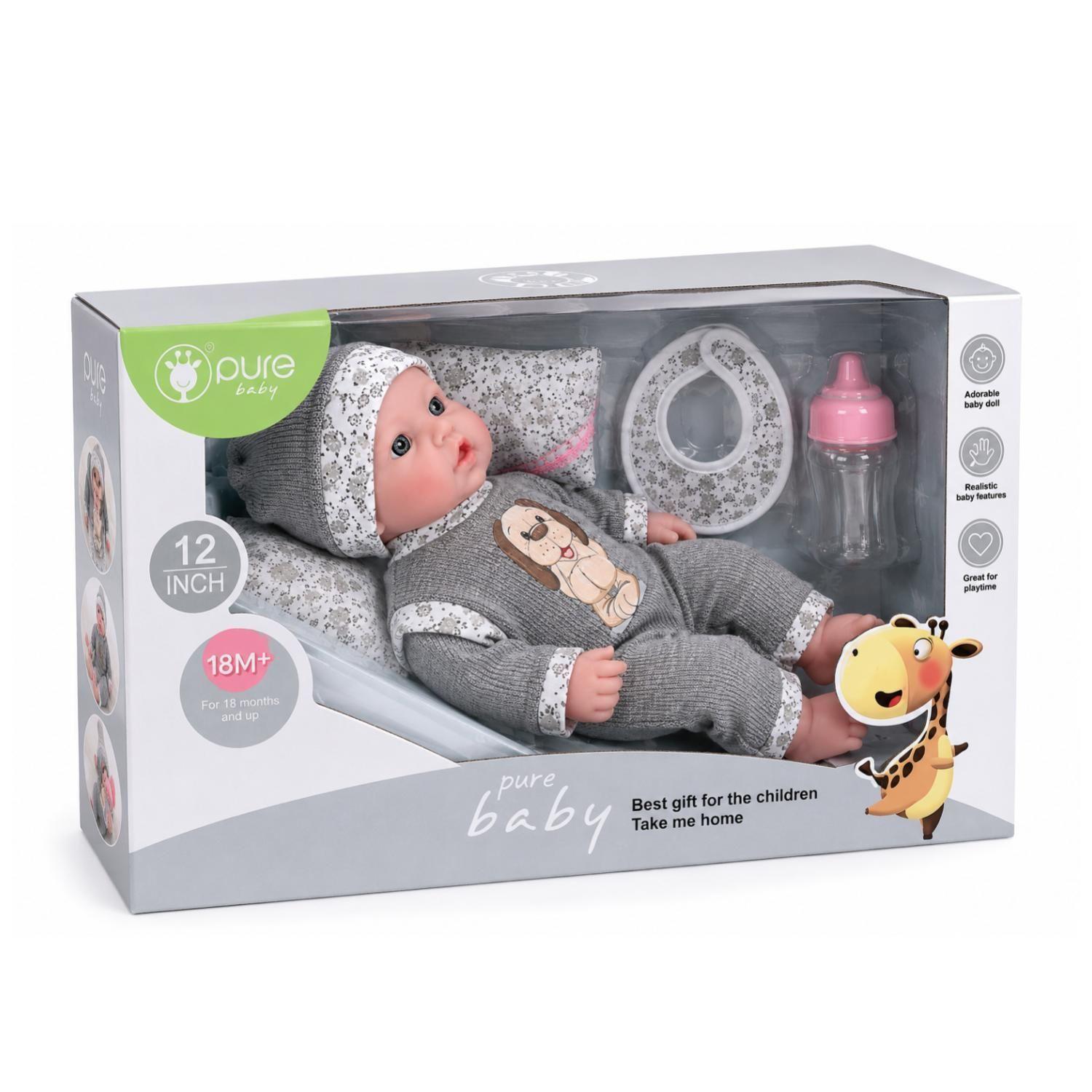 Juguete Mu eca Bebe 35cm Con Accesorios Gris Infantil-5