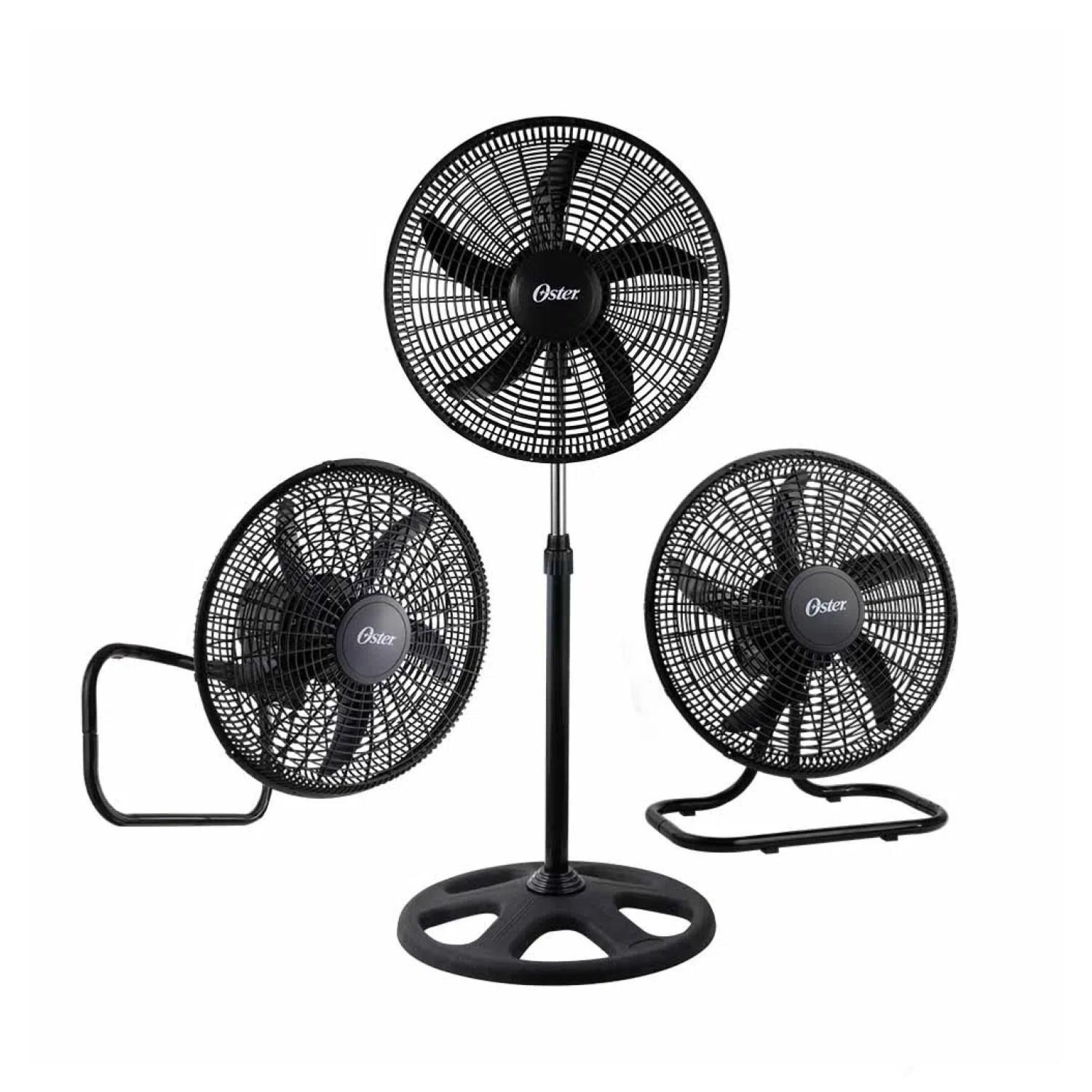Ventilador 3 En 1 Pedestal Muro Circulador De Aire Negro Oster-0
