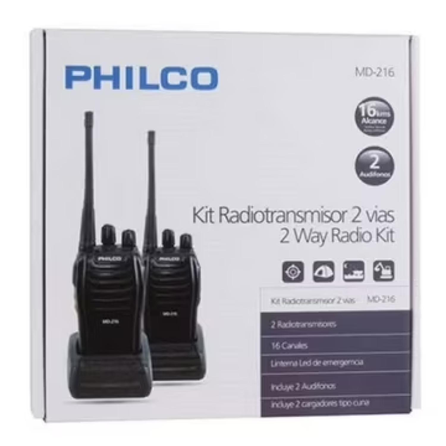 Kit 2 Radios Transmisores Walkie Talkie 16Kms Negro-3