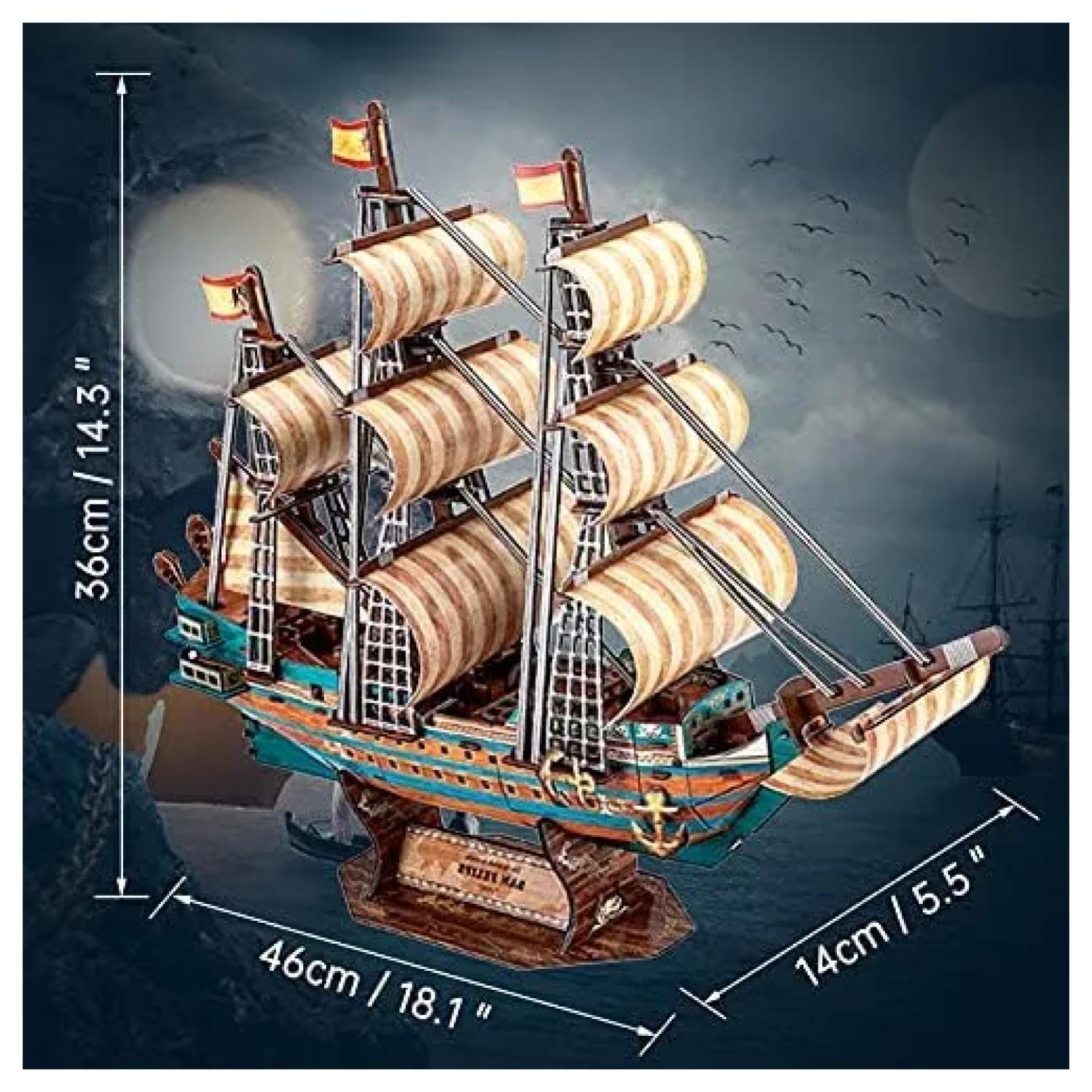 Juguete Rompecabezas 3D Barco Español San Felipe 146 Piezas-4