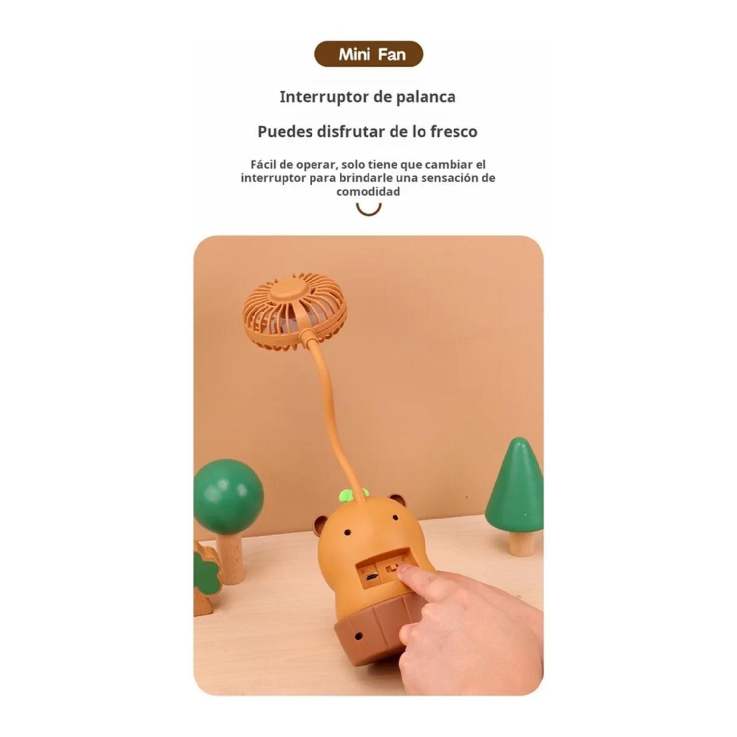 Mini Ventilador Y Lampara De Escritorio USB Capibara-2
