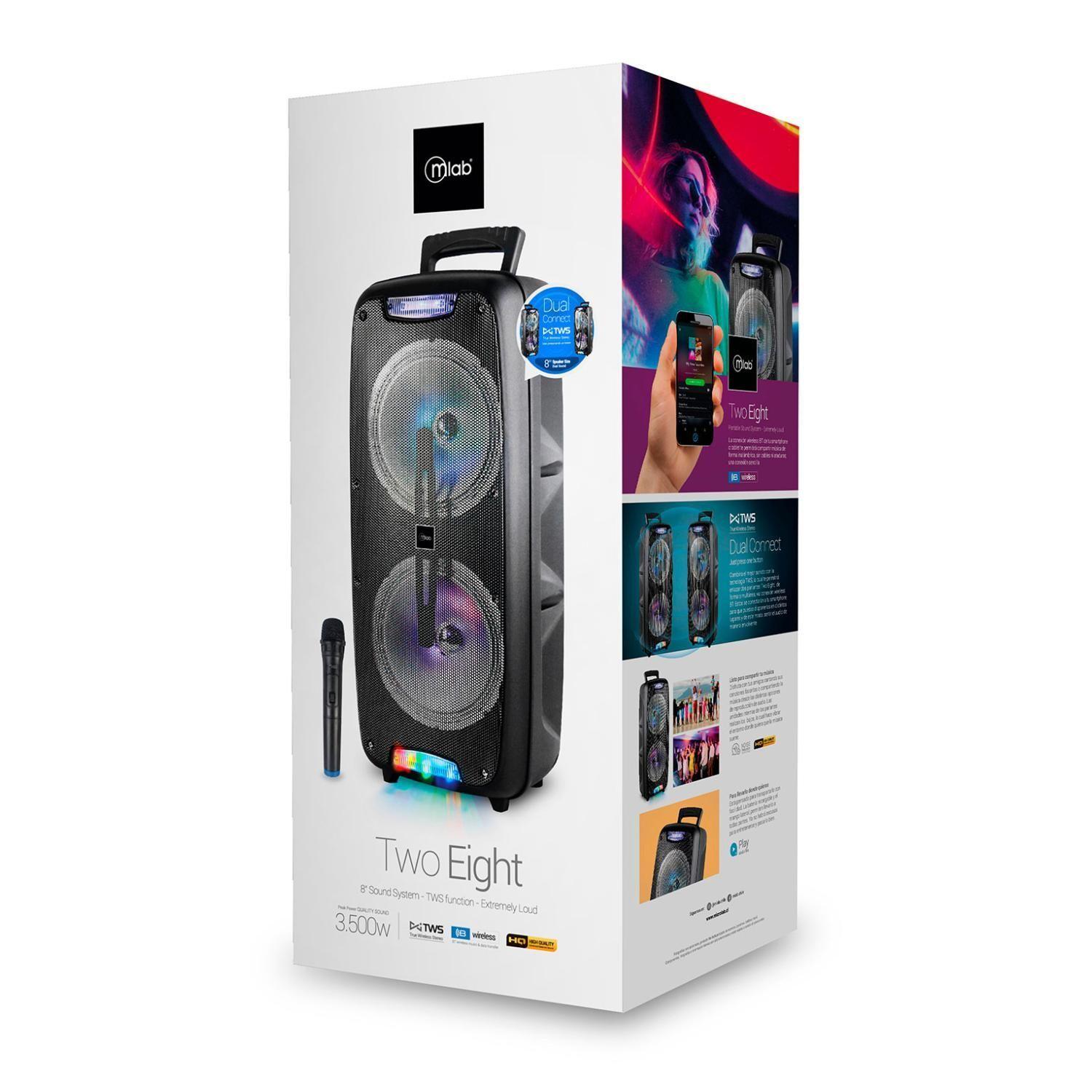 Parlante Bluetooth Karaoke 3500W RGB Negro Two Eight Mlab-3