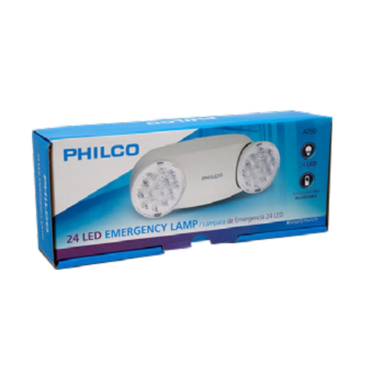 Lampara De Emergencia 2 Focos 24 LEDS IP20 Blanco AT60 Philco-2