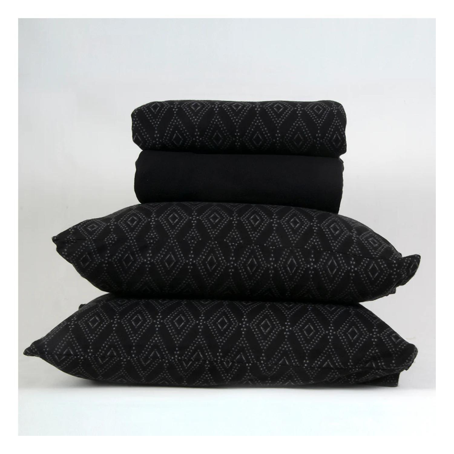 Juego De Sabanas De Polar 2 Plazas 240x210cm Negro Mashini-3