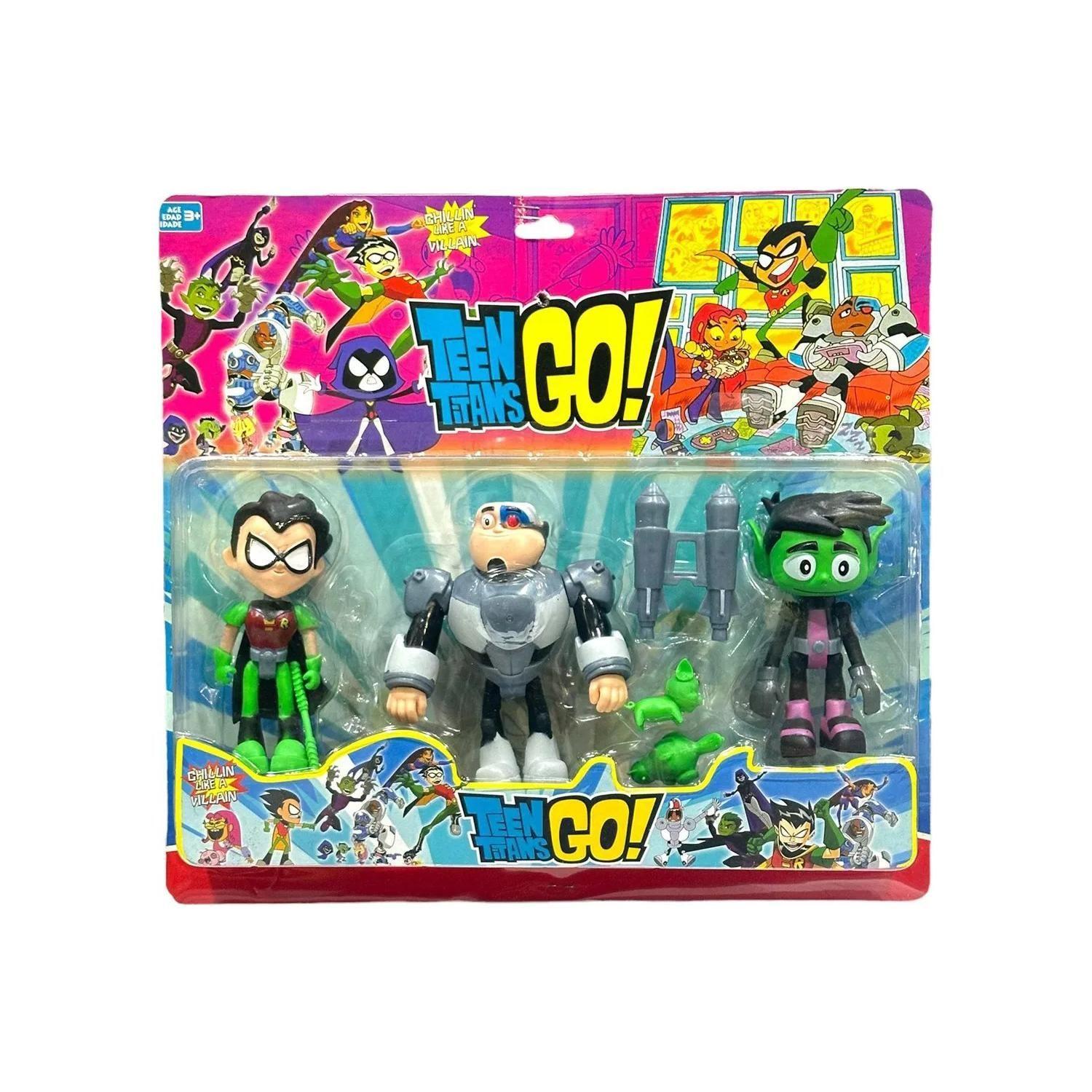 Juguete Figuras Jovenes Titanes 3 Piezas 14Cm Accesorios-4
