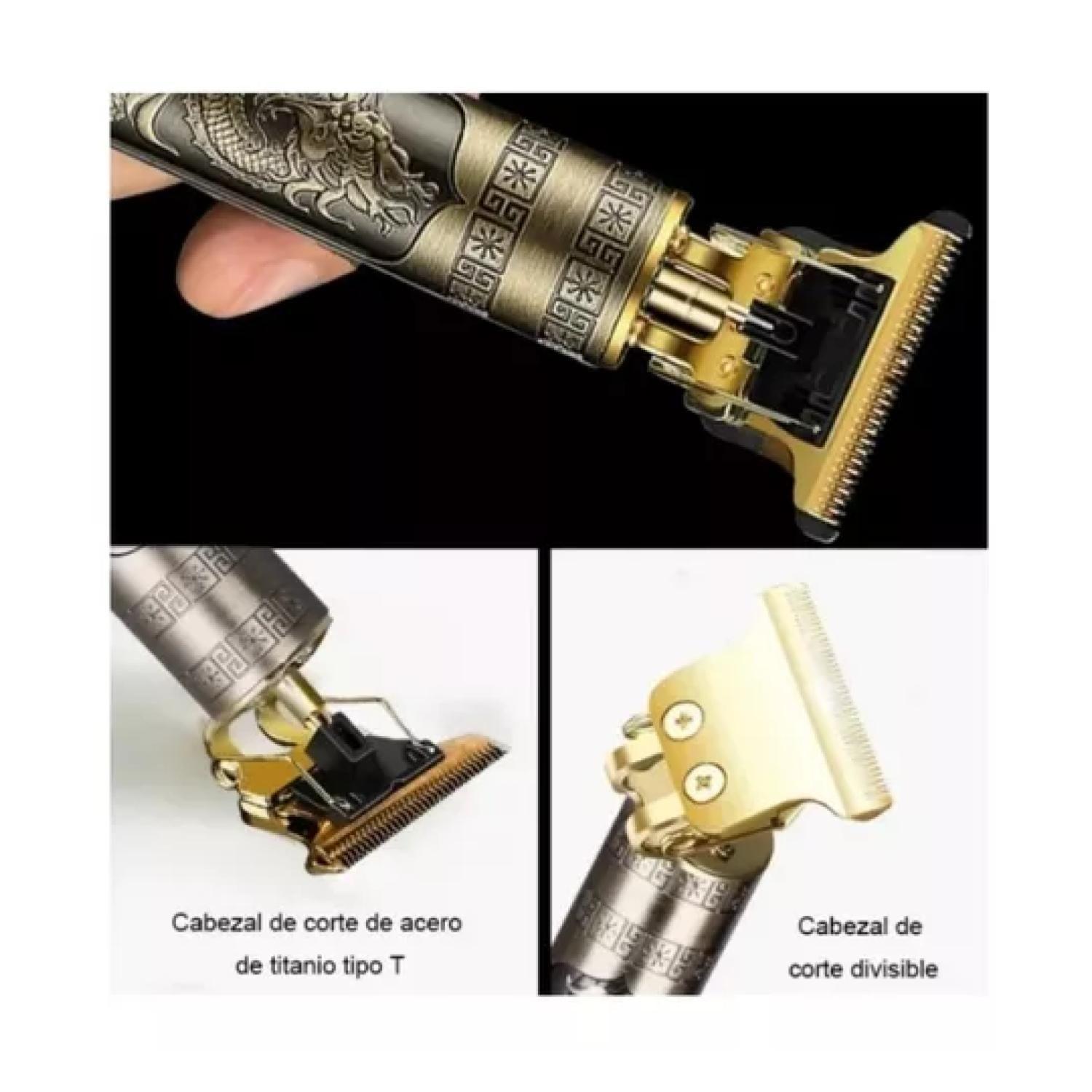 Maquina Perfiladora De Cabello Y Barba Recargable USB Dorada-4