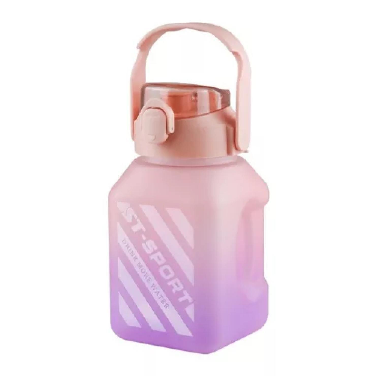 Botella De Agua Motivacional 1500ml Cuadrada Termo Rosado-1