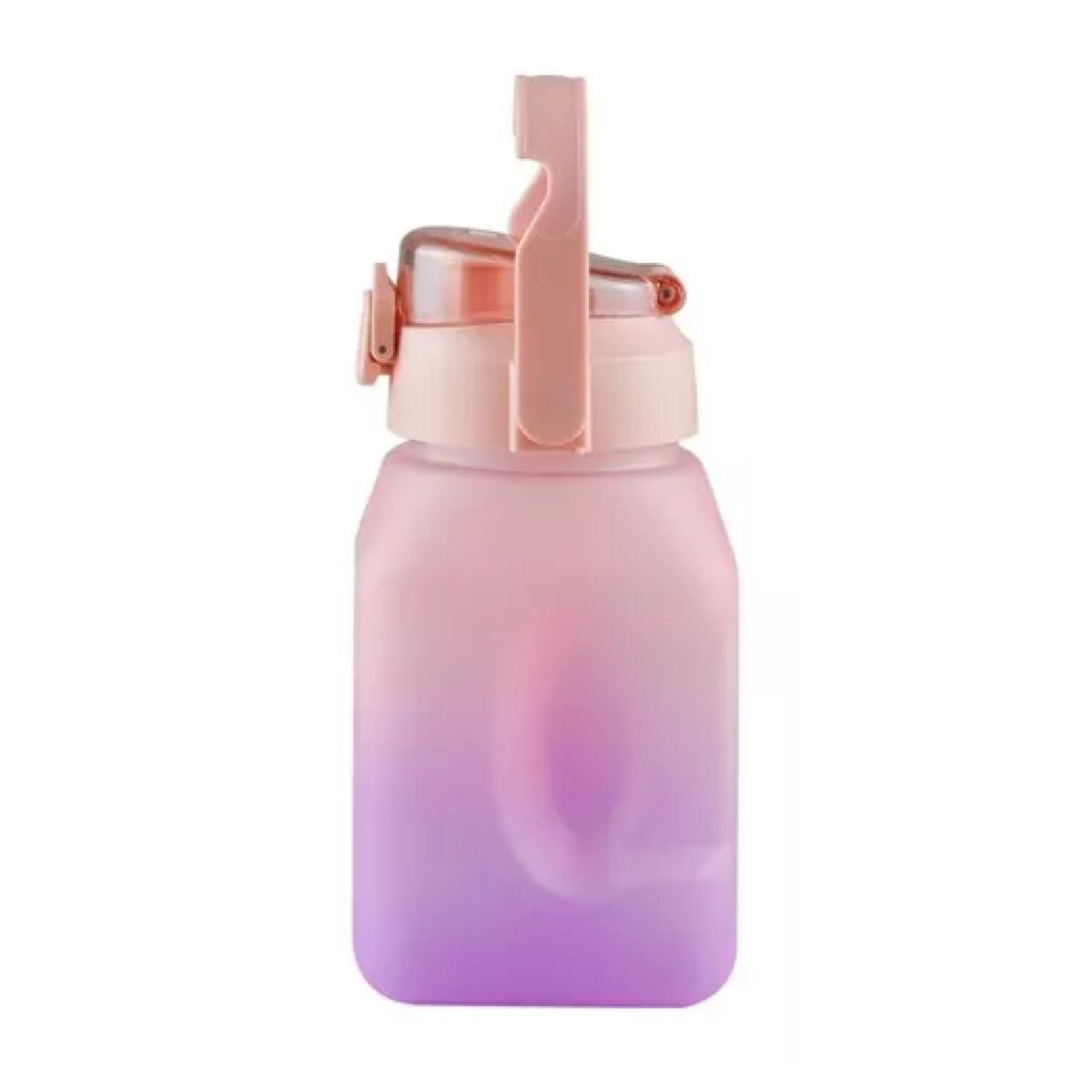 Botella De Agua Motivacional 1500ml Cuadrada Termo Rosado-3