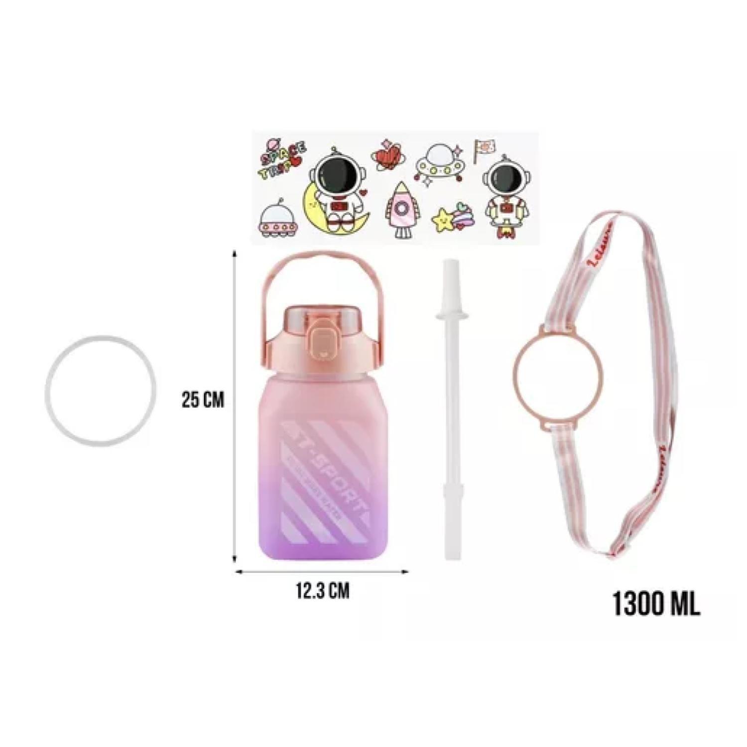 Botella De Agua Motivacional 1500ml Cuadrada Termo Rosado-6