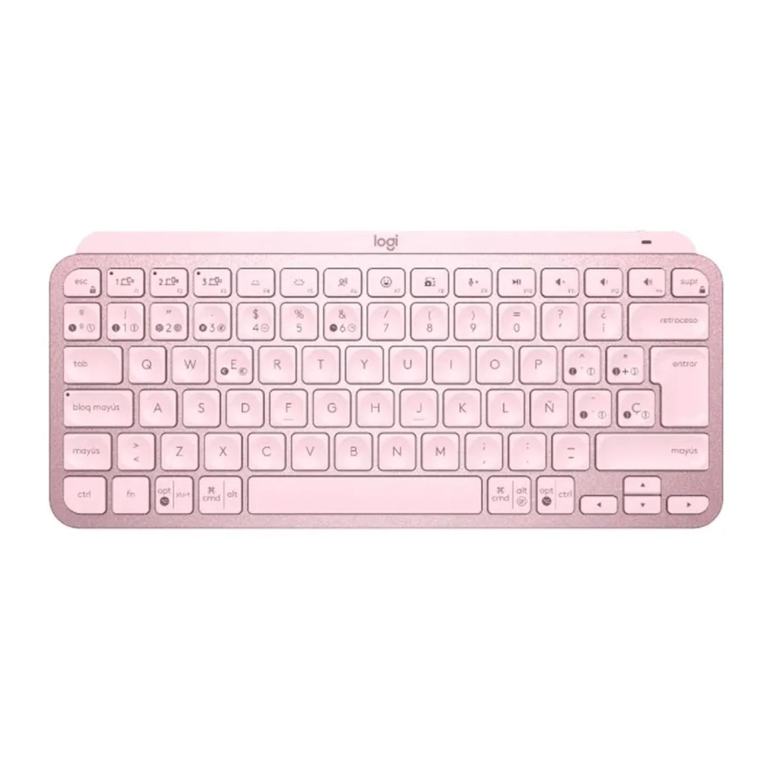Mini Teclado Inalambrico Bluetooth Recargable Slim Rosado Mx Keys Mini-1