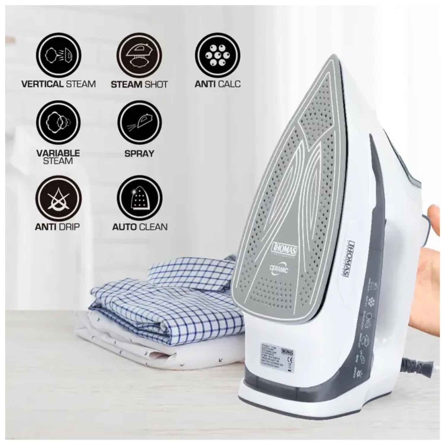 Plancha A Vapor Vertical 2200W 360ml Blanco TH-7060 Thomas-6