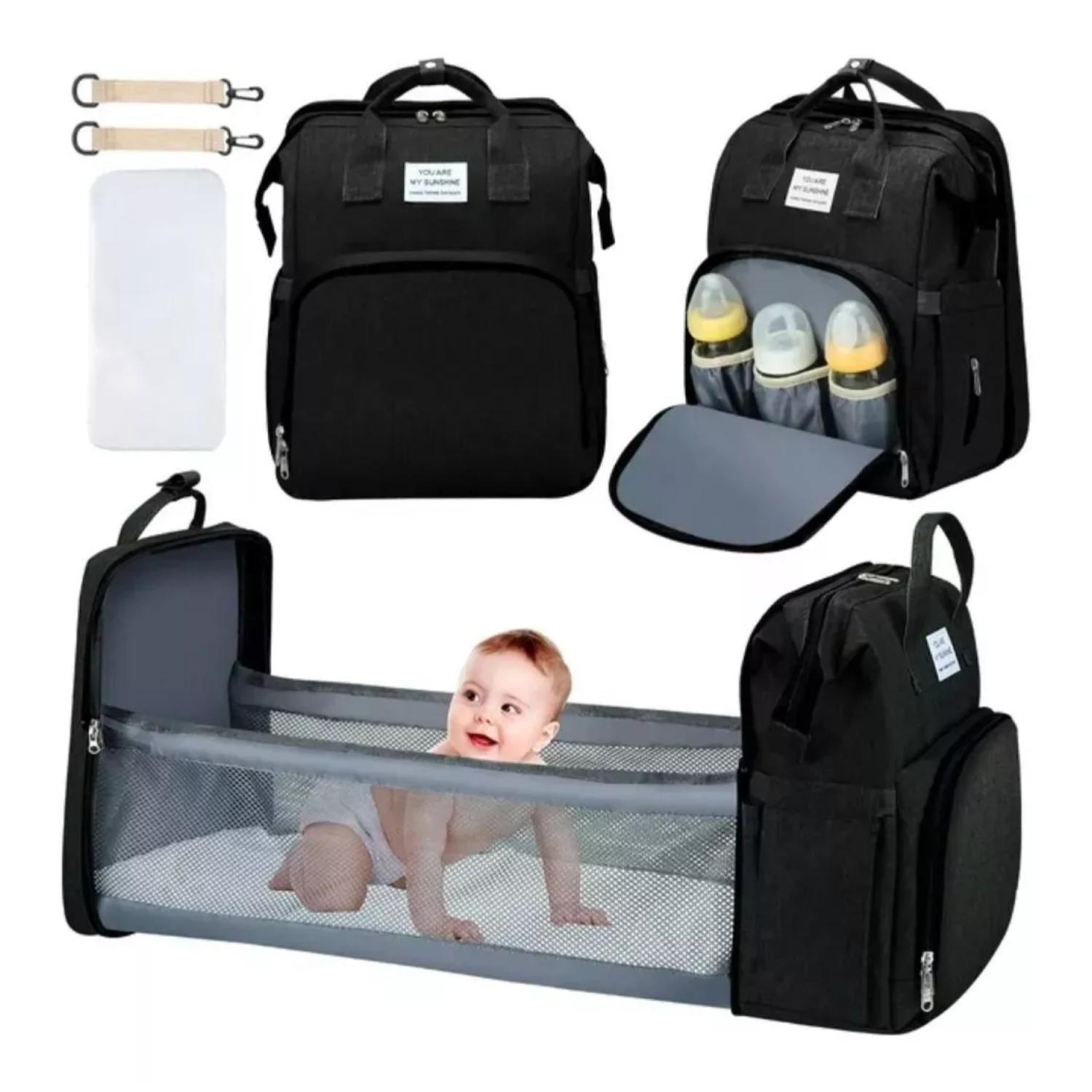 Pañalera 3 En 1 Mochila Cuna 25x40cm Mudador Portatil Bebes-2