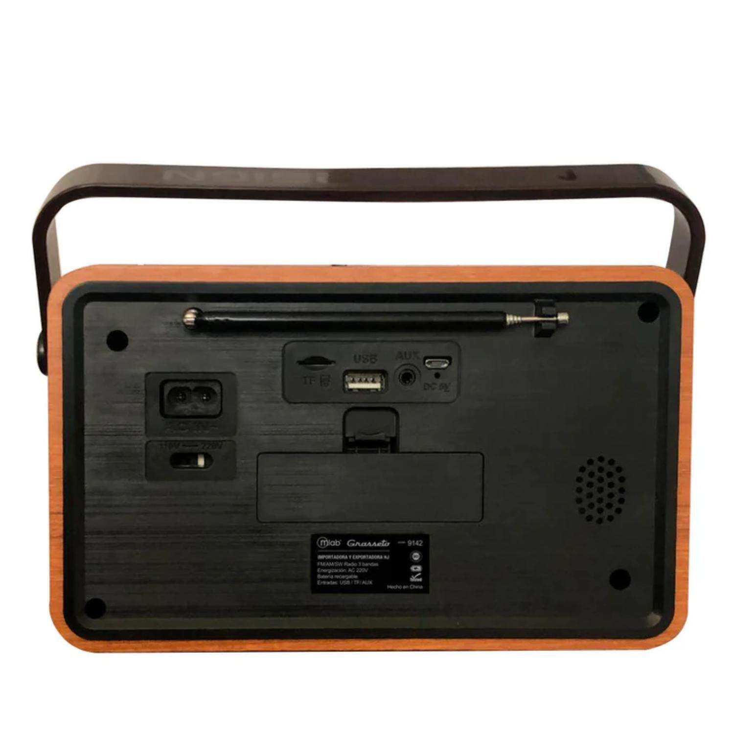 Radio Parlante Bluetooth AUX USB FM AM SW Vintage Grosseto Mlba-2