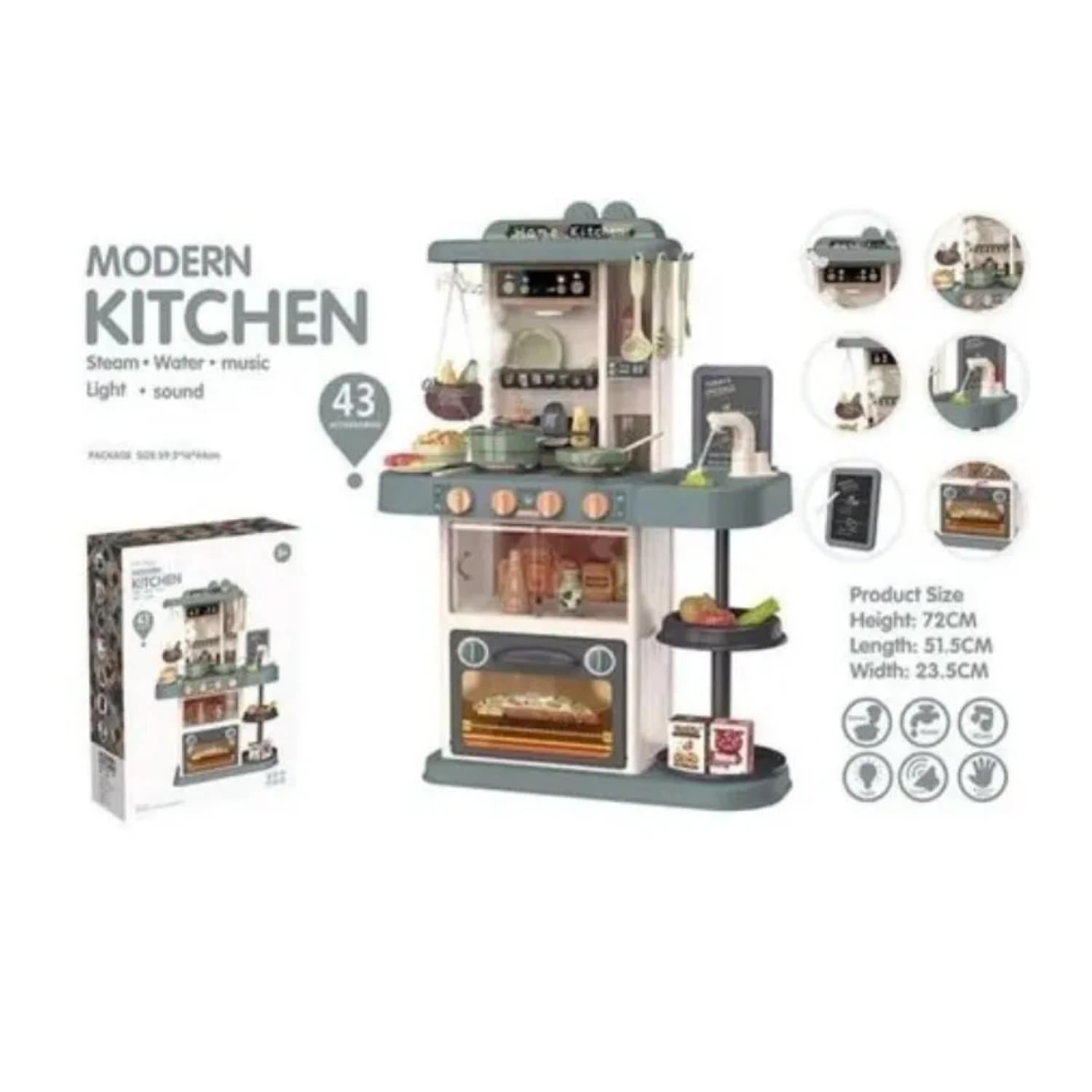 Juguete Set Cocina 43 Piezas Luz Sonido Gris Infantil 72Cm-2