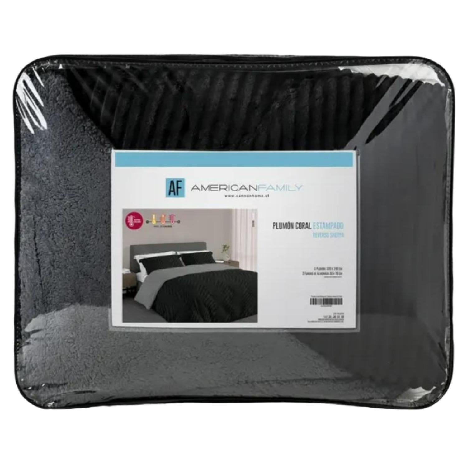 Plumon Sherpa Matrimonial 2 Plazas Gris American Family-0