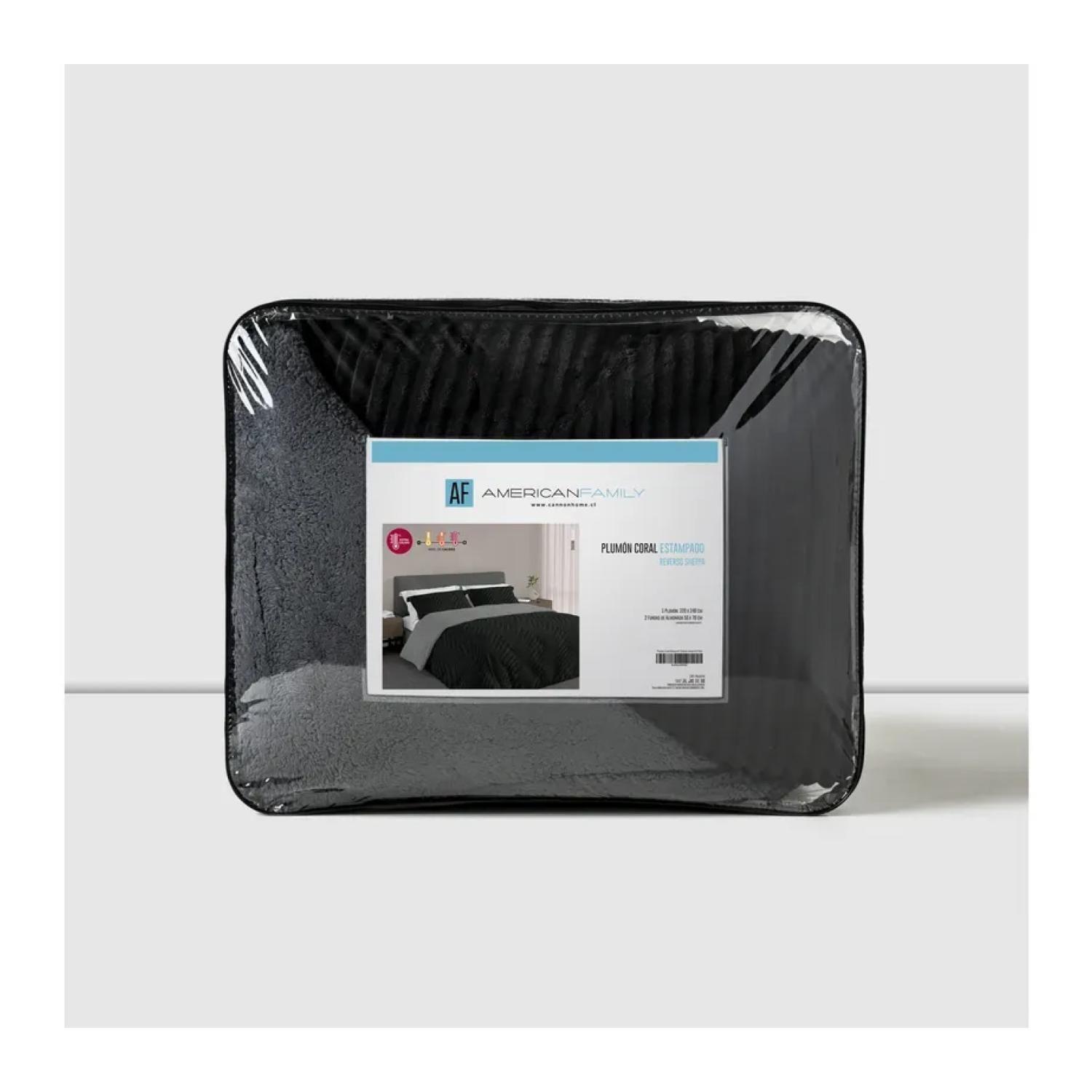 Plumon Sherpa Matrimonial 2 Plazas Gris American Family-3