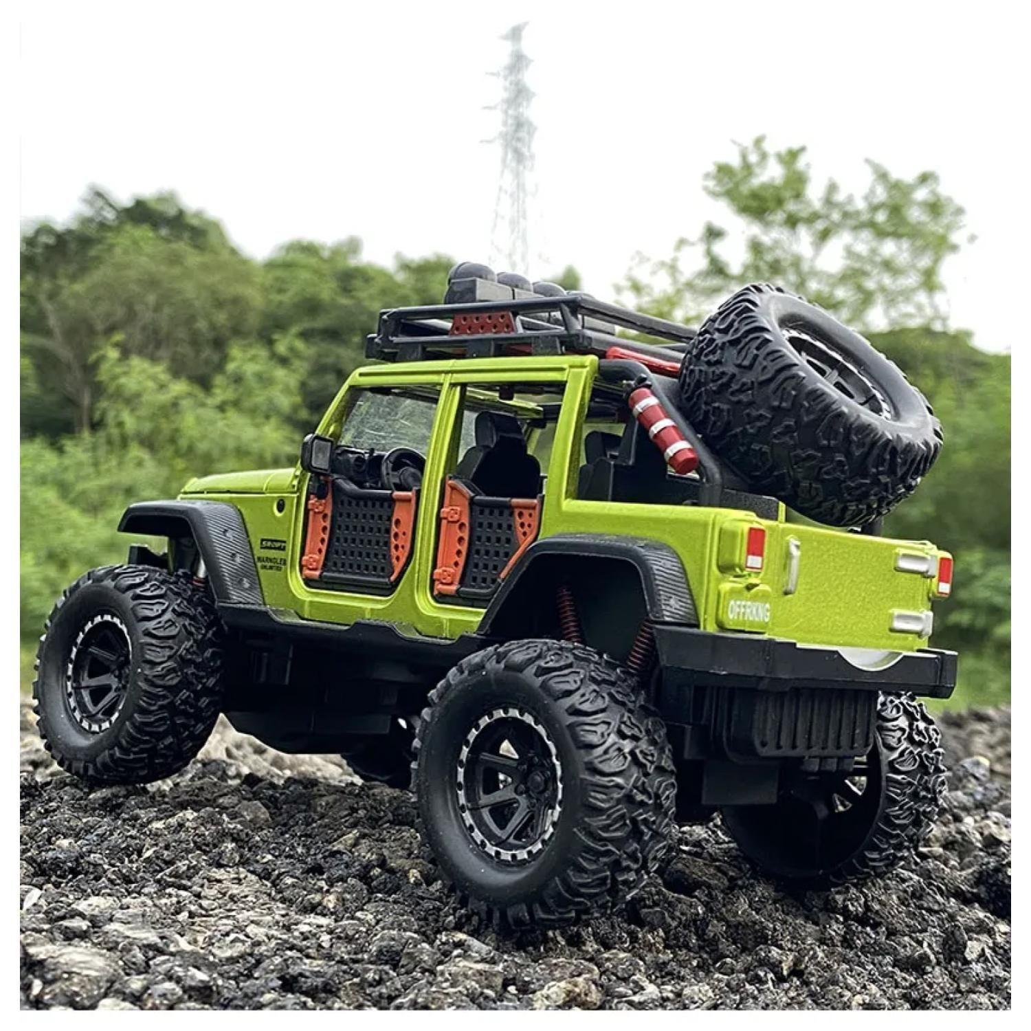 Juguete Auto Jeep Wrangler A Escala 1:24 Verde Infnatil-3