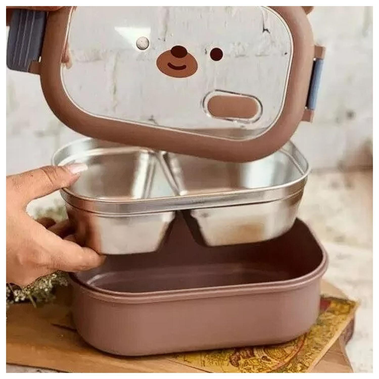 Lonchera Fiambrera Taper 22x14x8cm Oso Cafe Kawaii-3