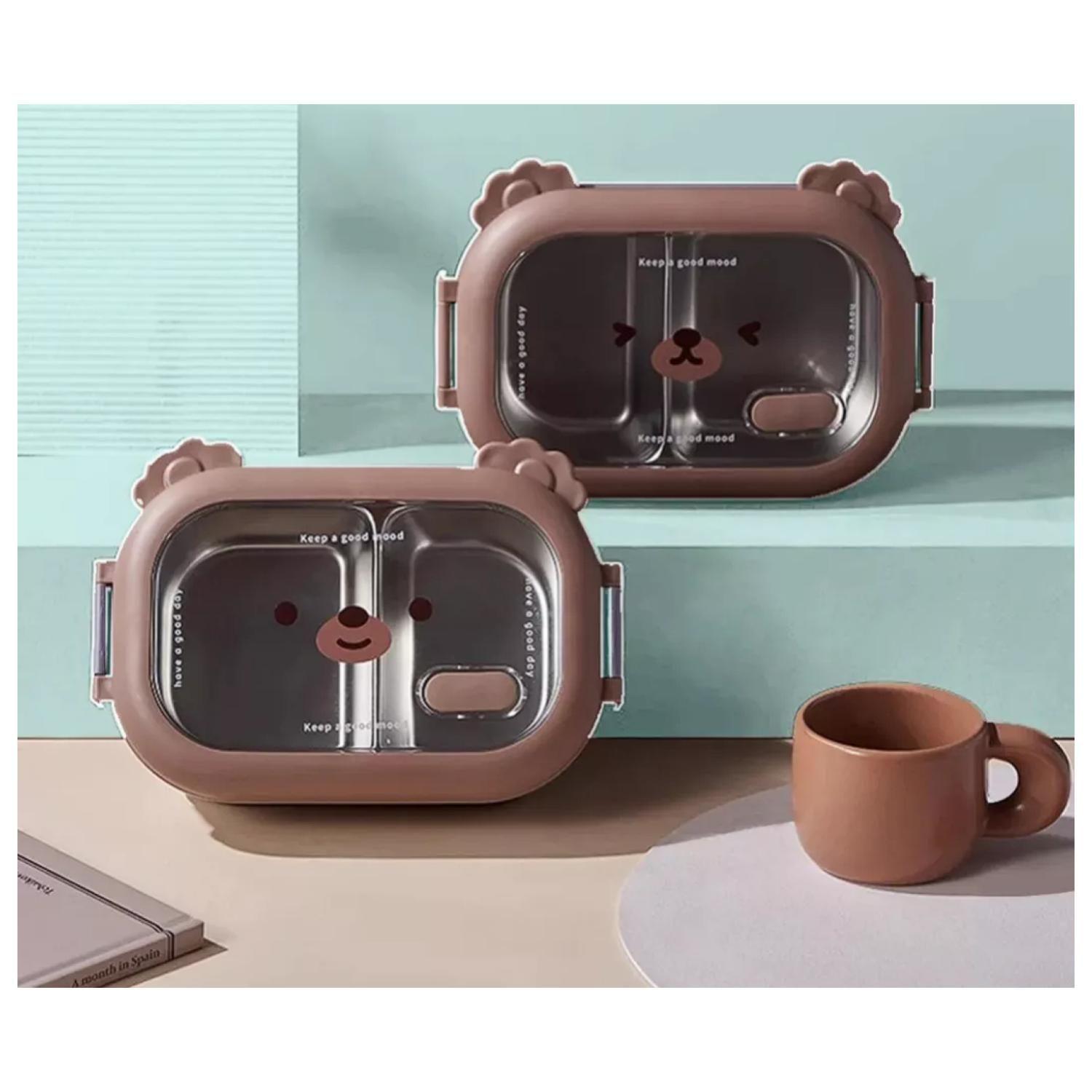 Lonchera Fiambrera Taper 22x14x8cm Oso Cafe Kawaii-4