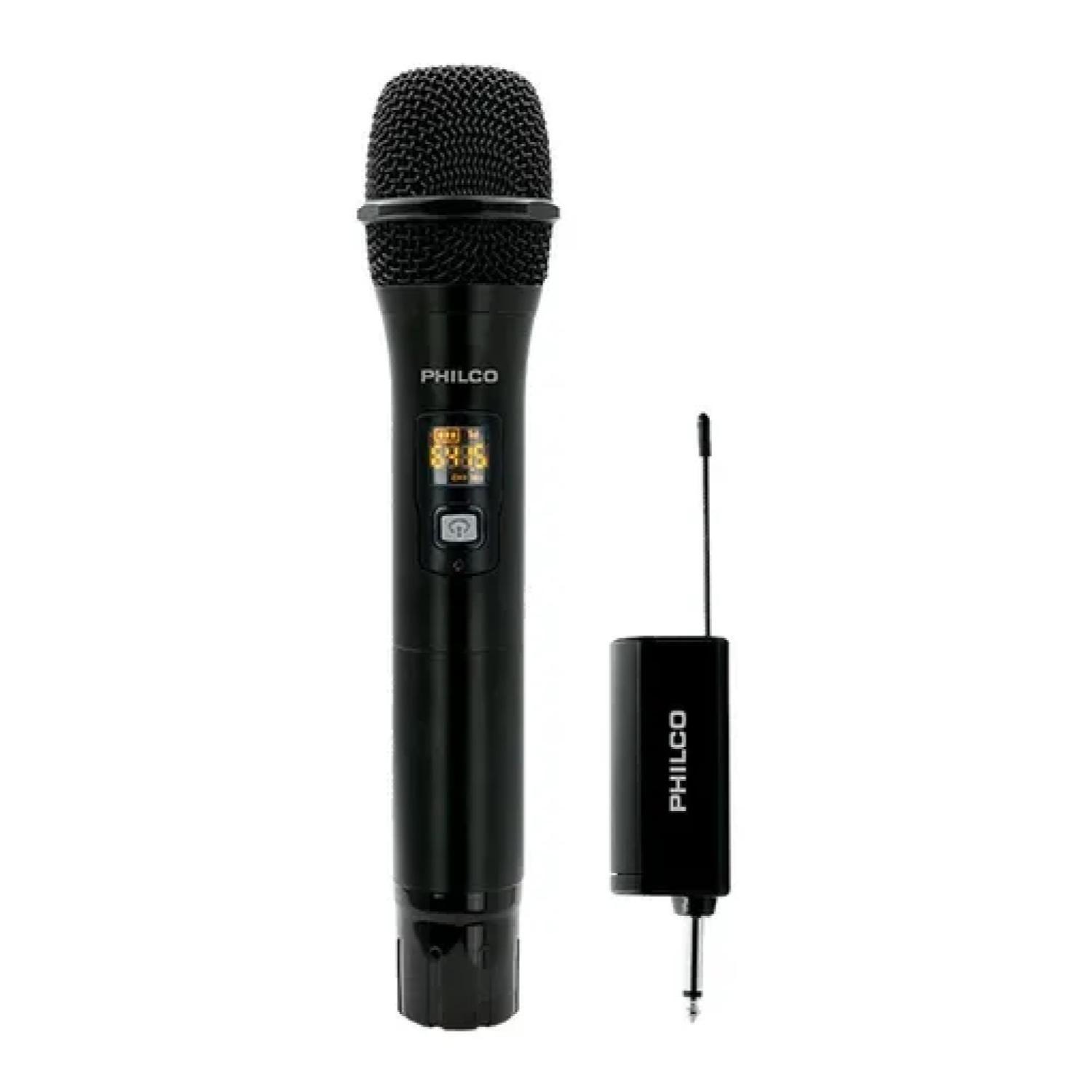 Microfono Inalambrico UHF Jack 6,5 Recargable Negro Philco-0
