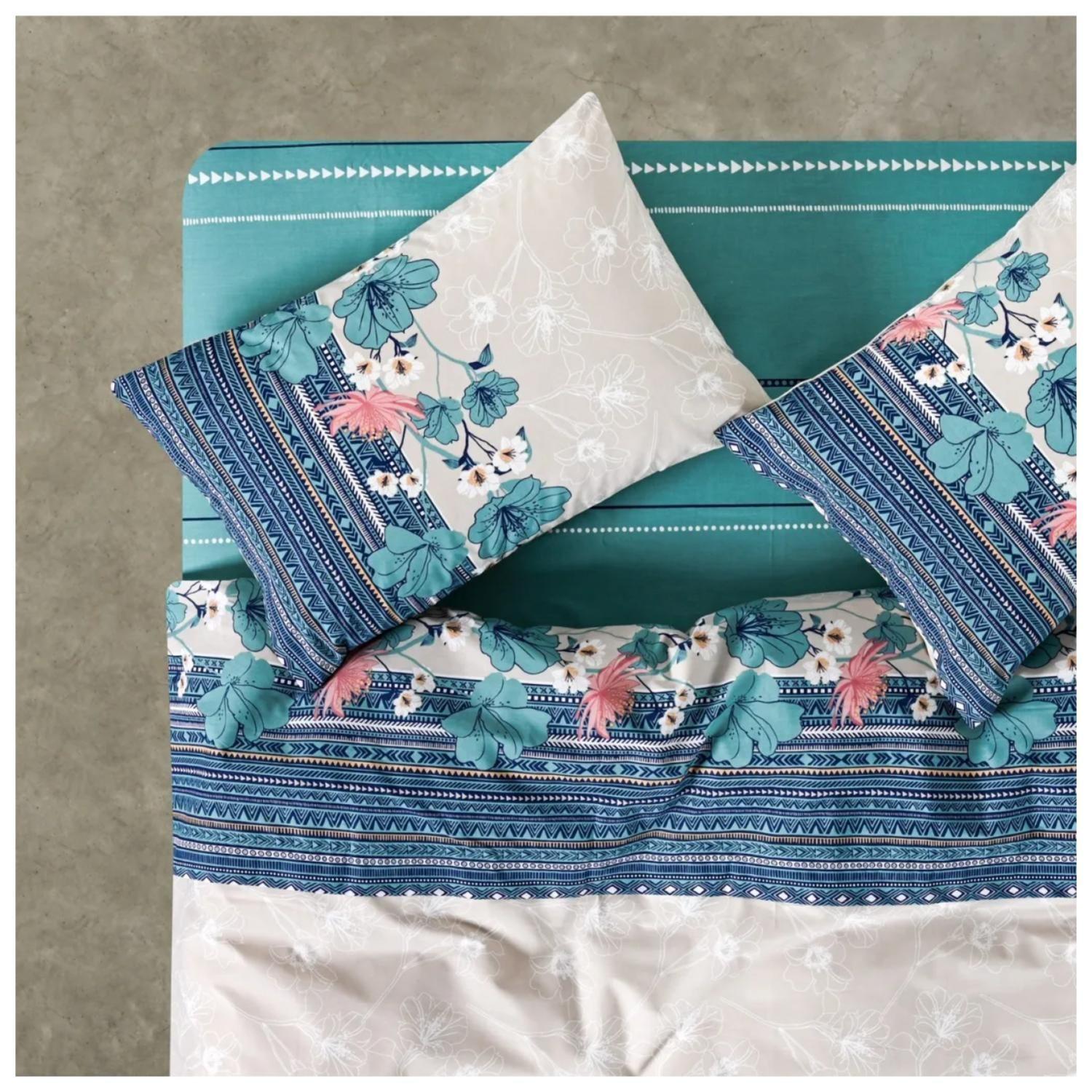 Juego De Sabanas 2 Plazas 144 Hilos Almond Turq American Family Cannon-1