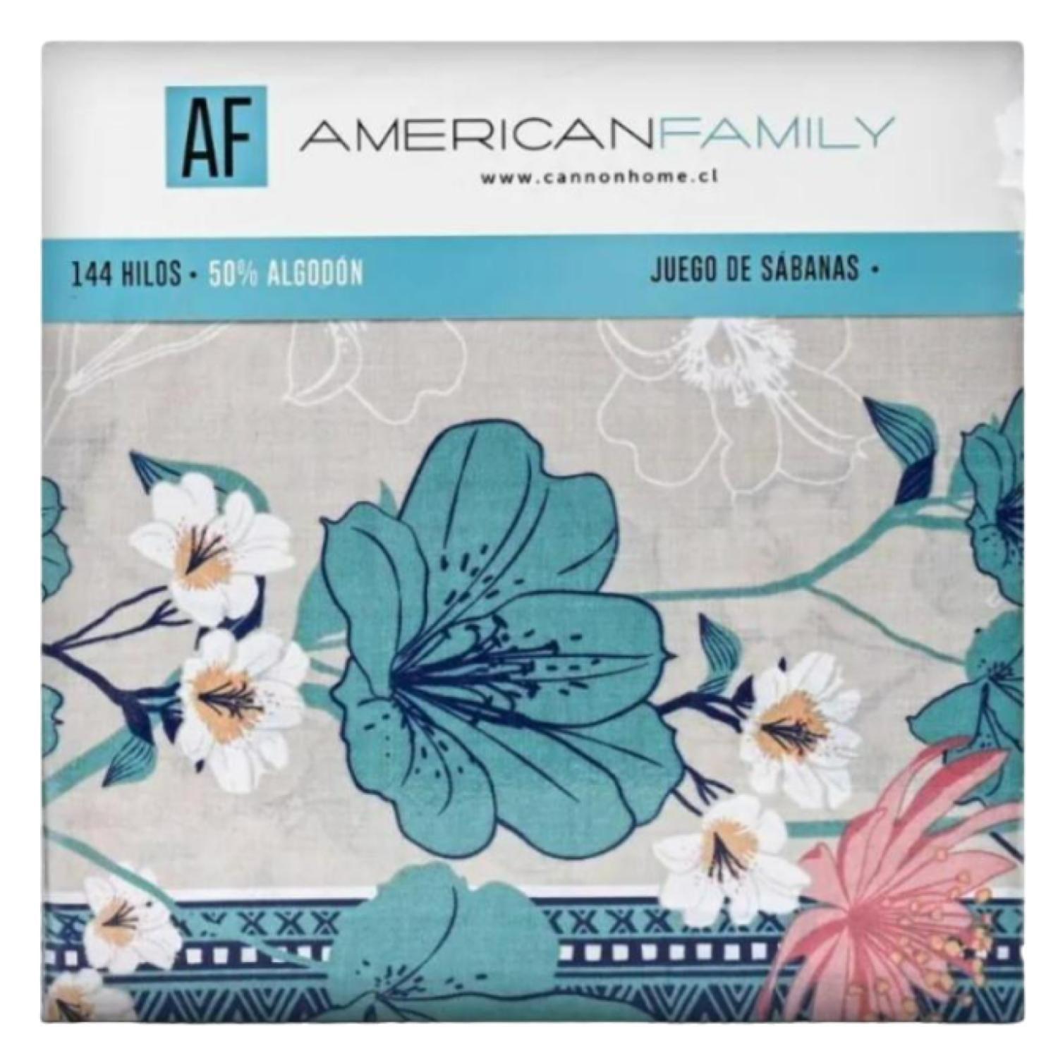 Juego De Sabanas 2 Plazas 144 Hilos Almond Turq American Family Cannon-0