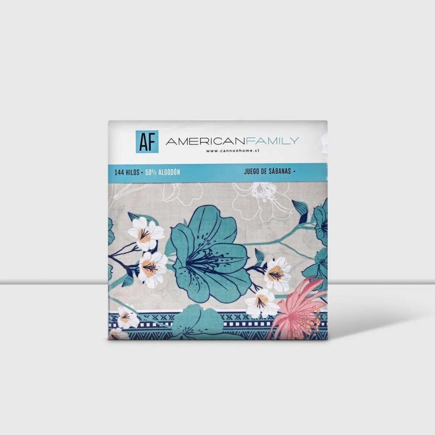 Juego De Sabanas 2 Plazas 144 Hilos Almond Turq American Family Cannon-3