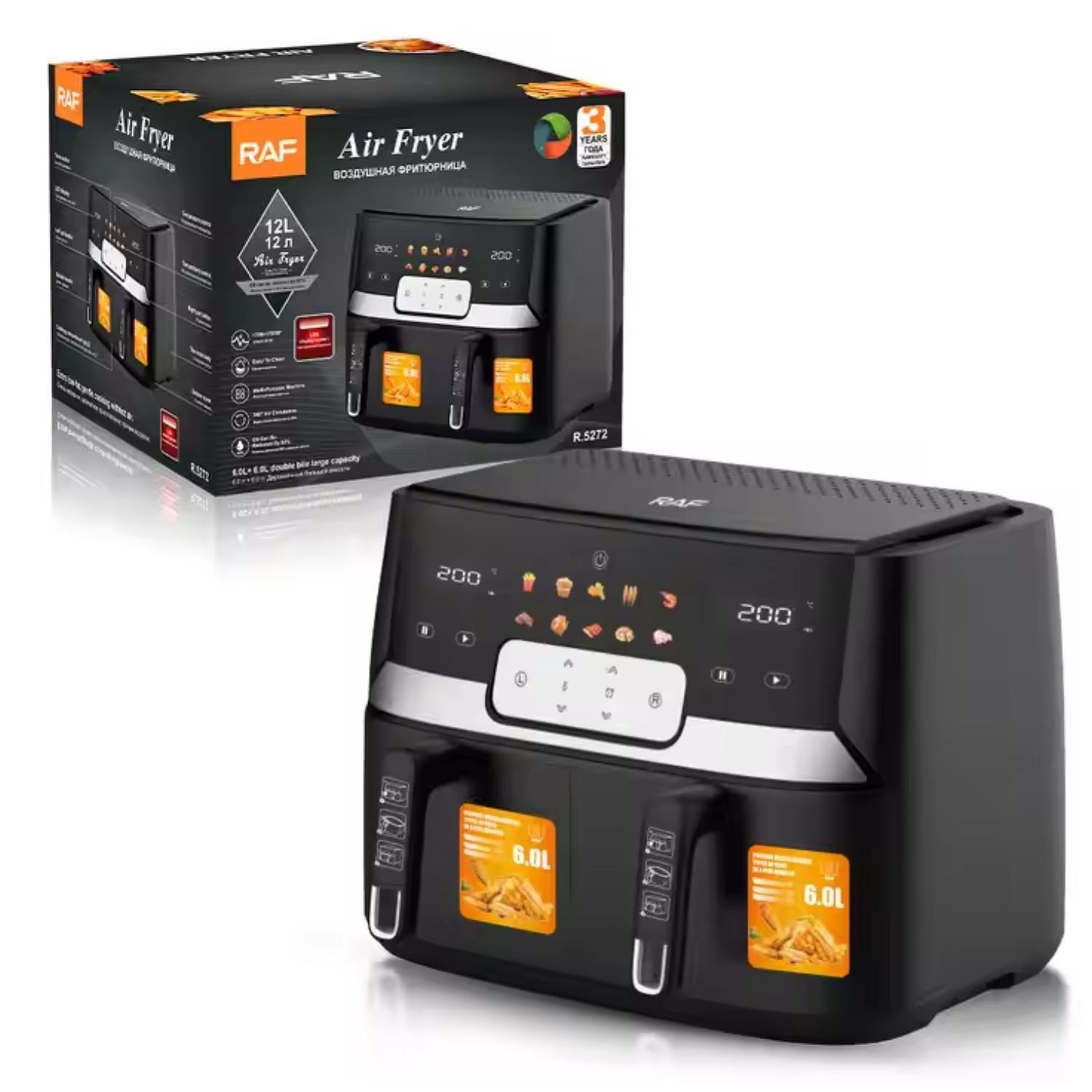 Freidora De Aire Air Fryer Digital Doble 12L R5272 Raf-4