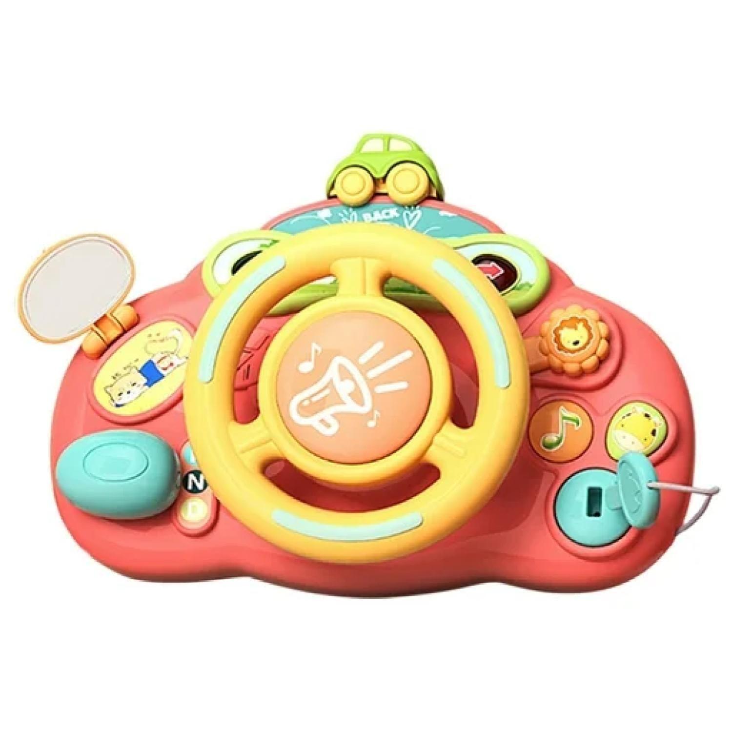Juguete Simulador Volante Interactivo Sonido Rosa Infantil-0