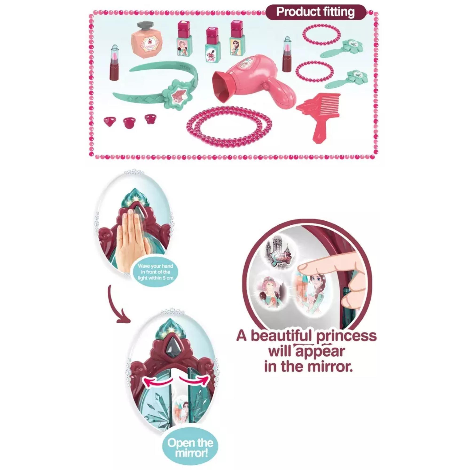 Juguete Tocador Maquillaje 6 Piezas Infantil Rosado-2