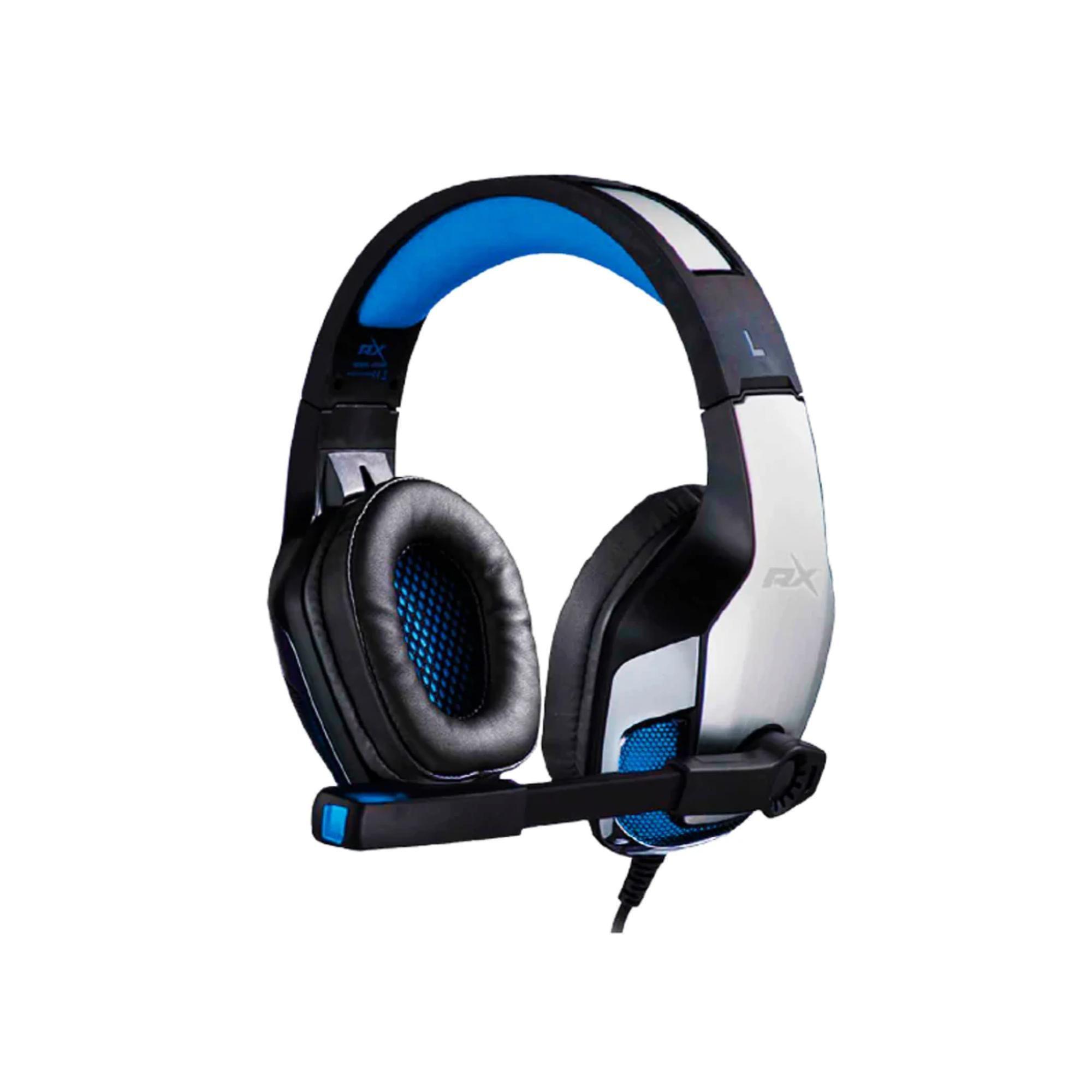 Audifono Gamer Jack USB LED PS5 Xbox PC Plata Azul Reptilex-0